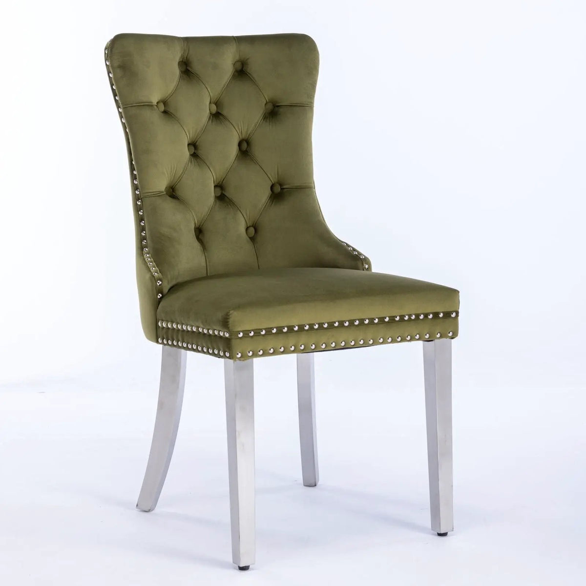 Dining Chair | Tufted Upholstery | Stainless Steel Legs | Set Of 2