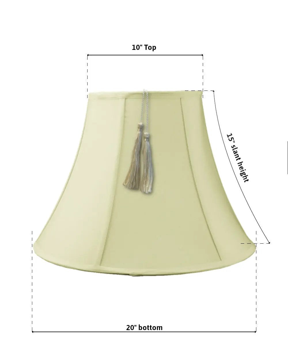 Bell Lamp Shade | 20x15 Inch | Shantung Fabric | Eggshell With Tassel
