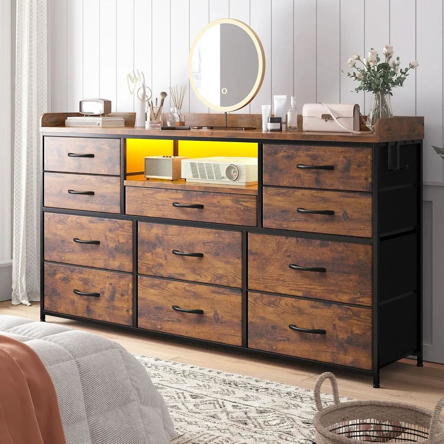 Dresser TV Stand 60 Inch Wide With 11 Drawers Unit from PriceLows™