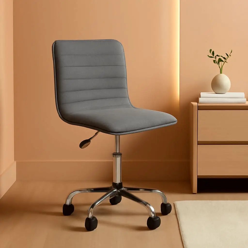 Dark Gray Velvet Armless Swivel Chair Height Adjustable from PriceLows™