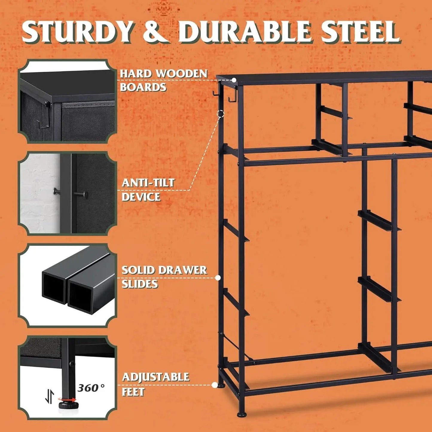 10 Drawer Dresser With Black Finish For Bedroom Storage from PriceLows™