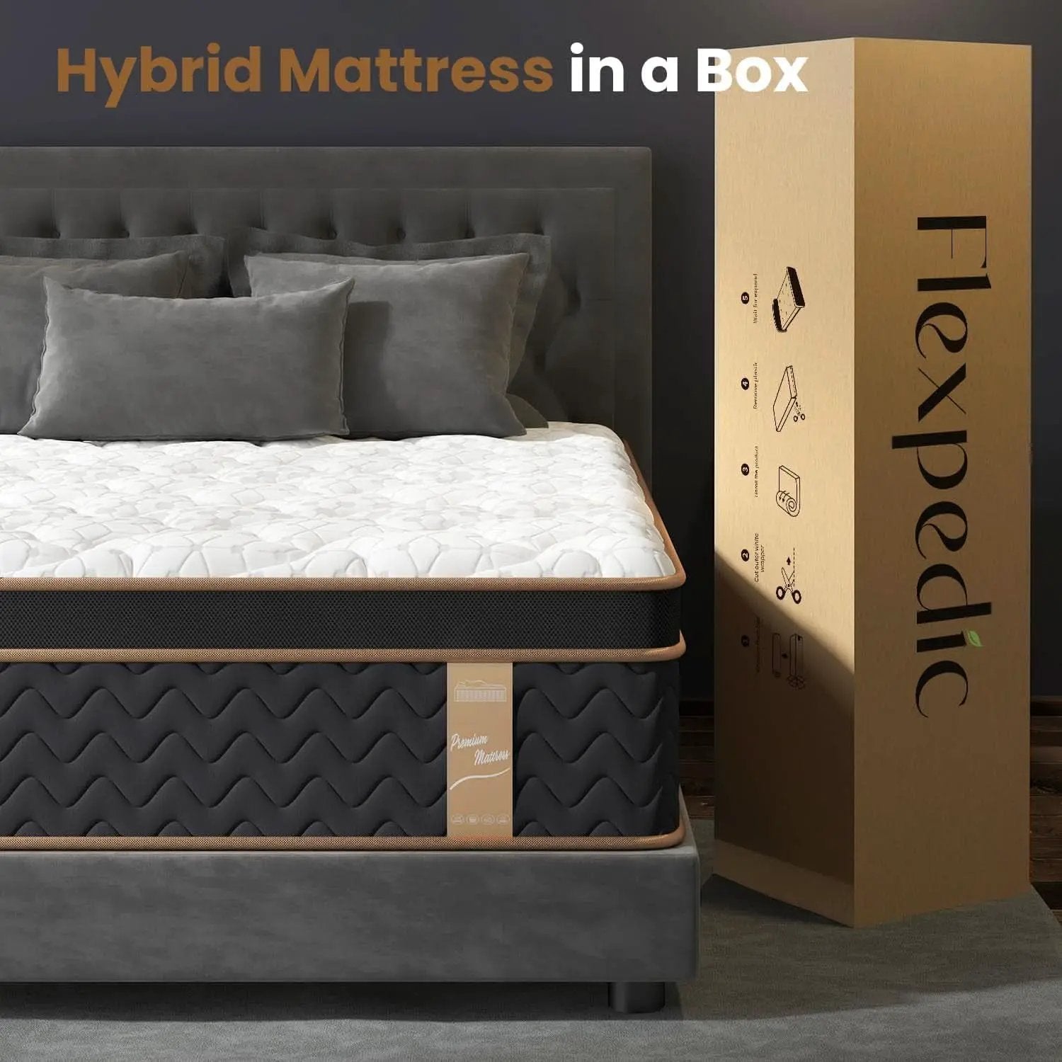 Queen Cooling Hybrid Mattress 14 Inch Certipur US Certified from PriceLows™