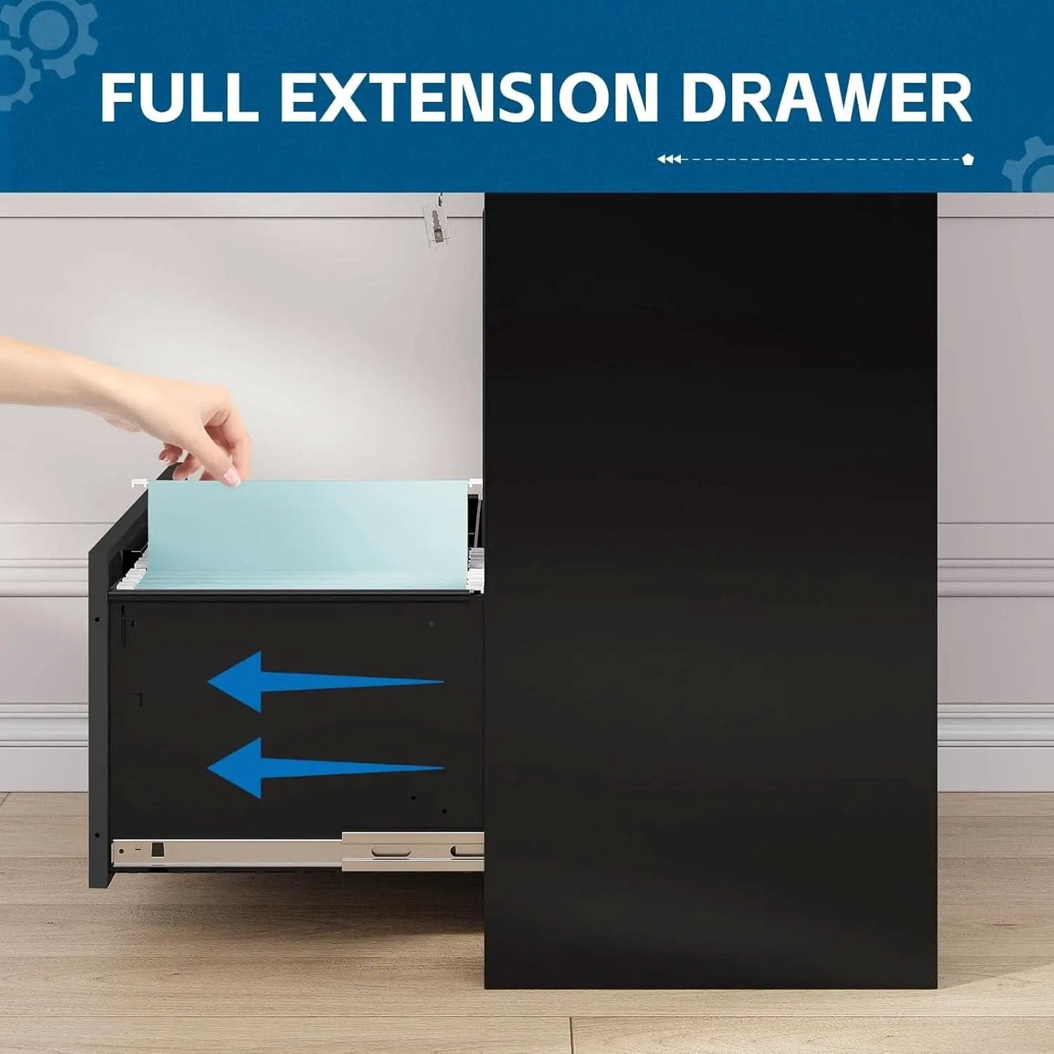 Three Drawer Metal File Cabinet Locking With Storage Shelves Black For Legal Letter A4 Documents from PriceLows™