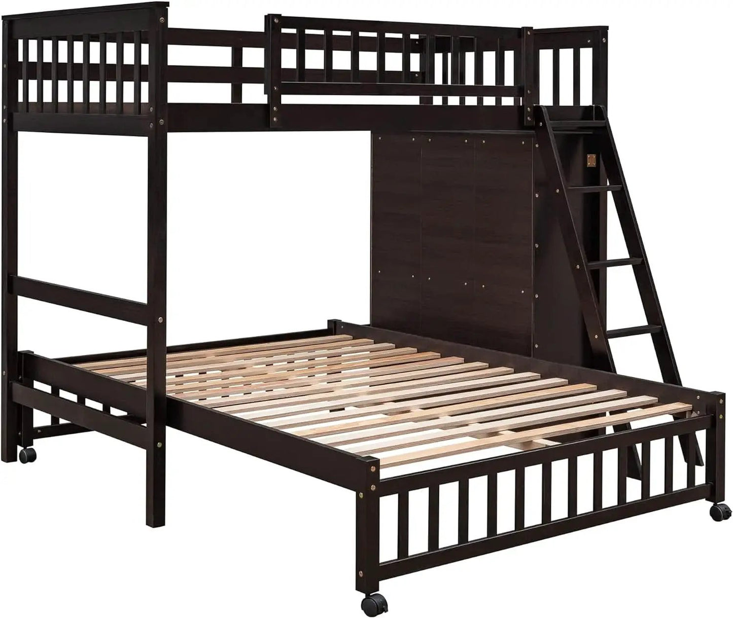 Twin Over Full Bunk Bed With Storage Solid Wood Espresso from PriceLows™