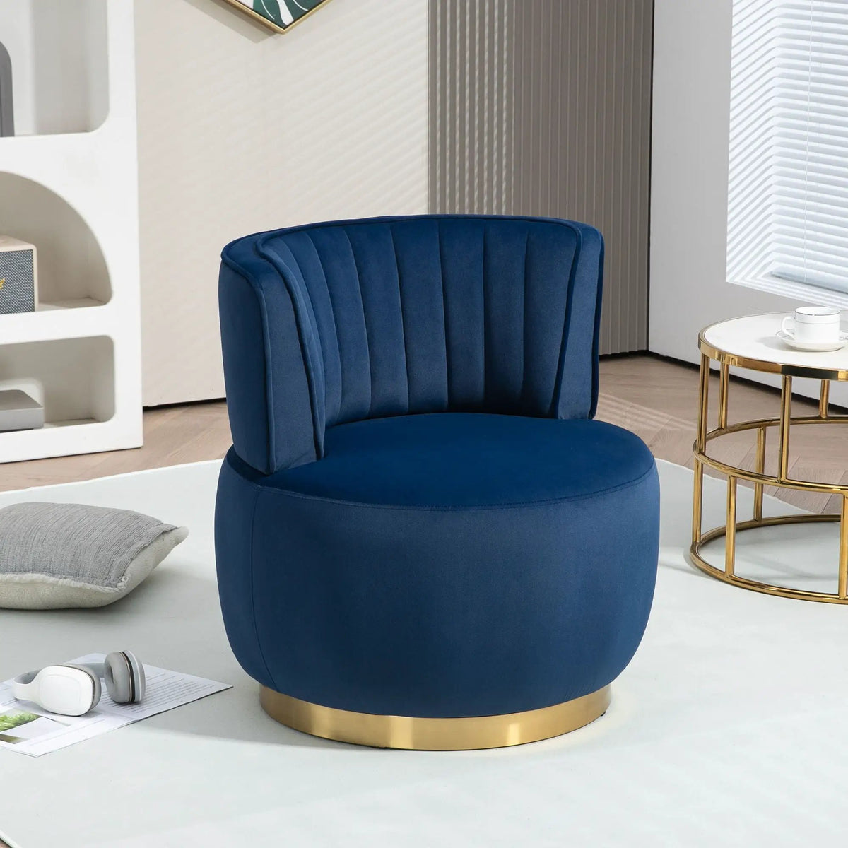 360 Degree Swivel Barrel Chair | Cuddle Accent Sofa Chair | Super Soft Fabric | Wrap-Around Barrel Back