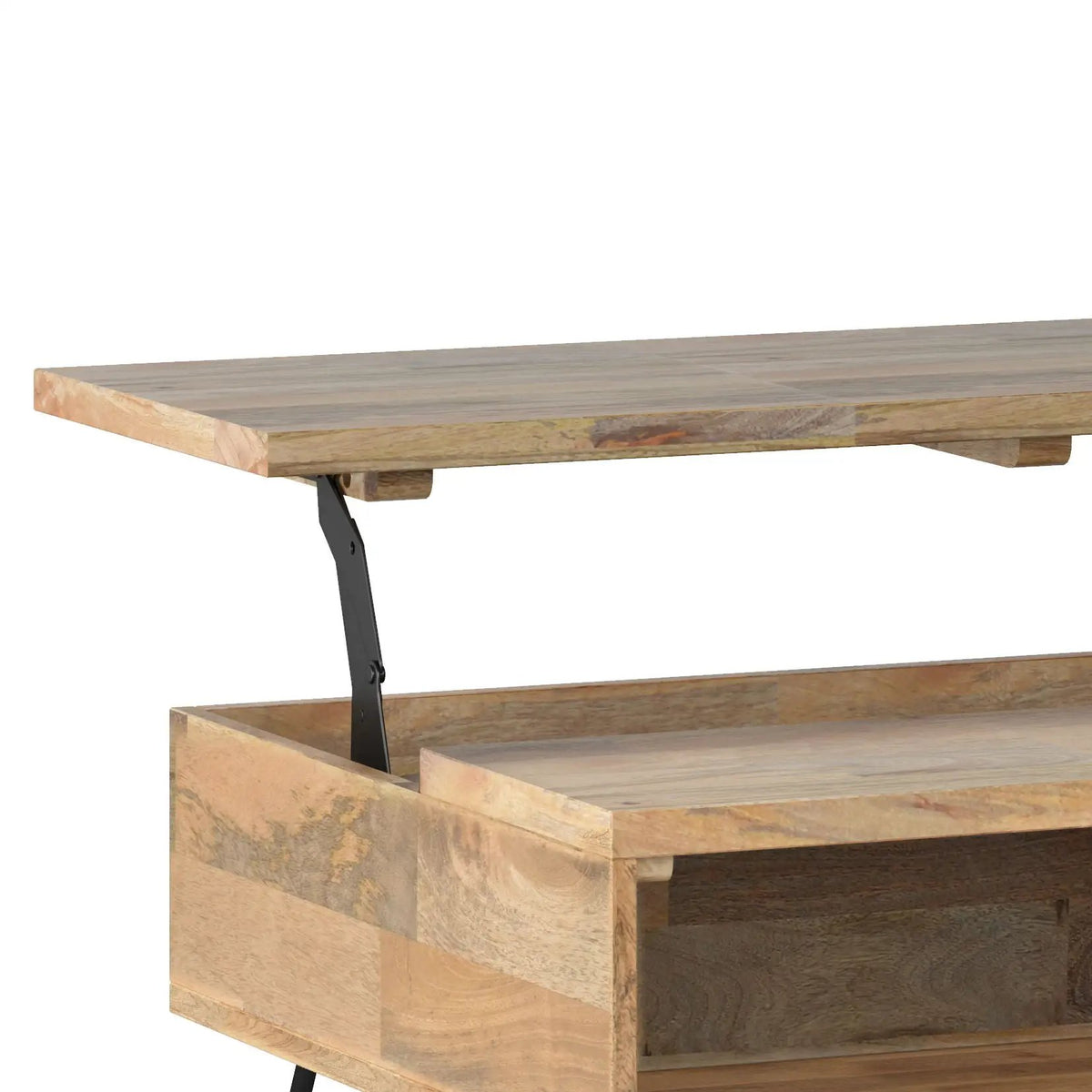 Hunter Lift Top Coffee Table | Handcrafted Solid Mango Hardwood | Split Lift Top | Large Storage Area