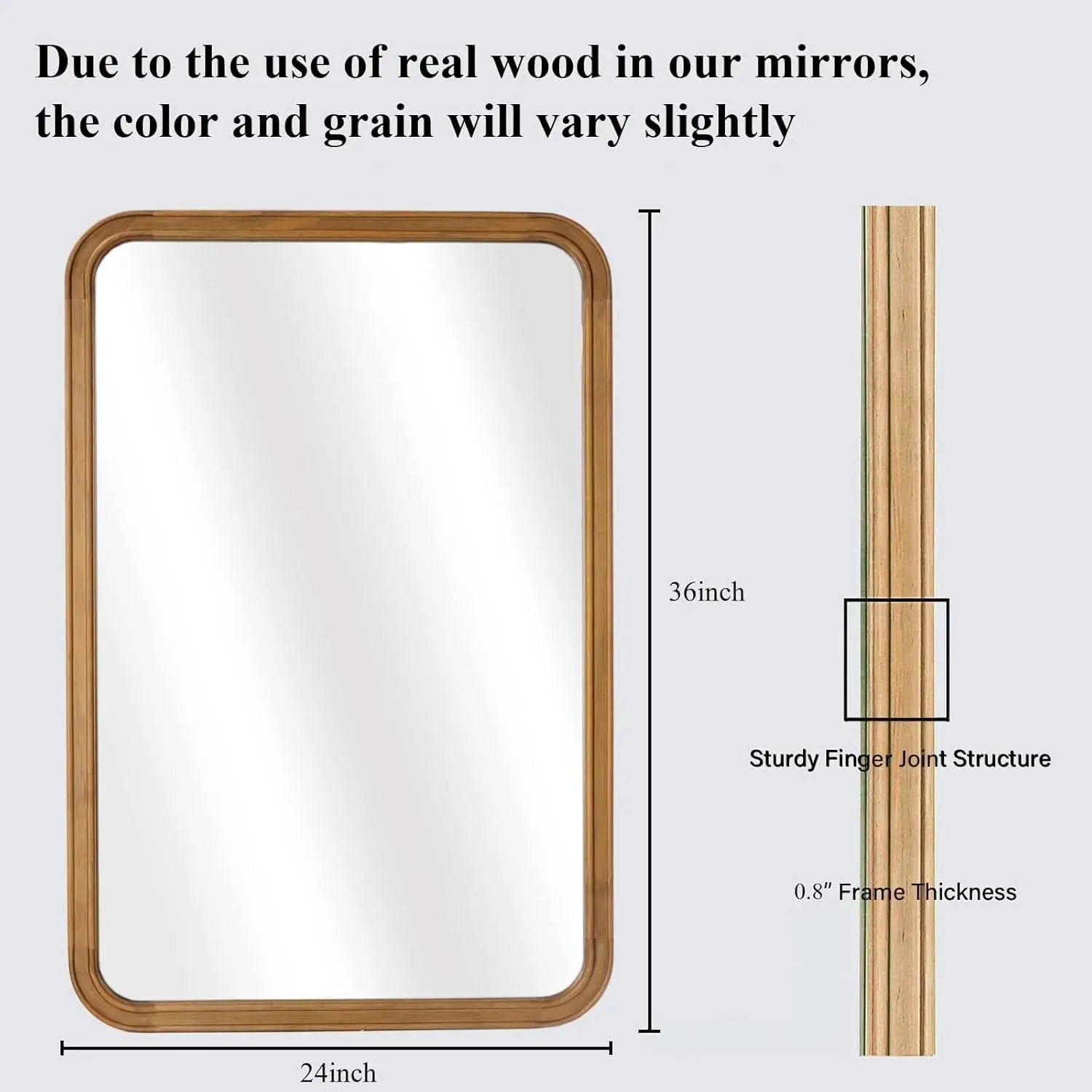 Wood Framed Bathroom Mirror 24x36 Inch Wall Mounted from PriceLows™