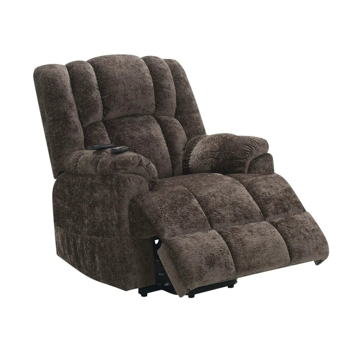 Power Motion Recliner With Lift Heating Massage Function - Massage Chair | 37 x 36 x 42 in | Chenille & Fabric | Brown