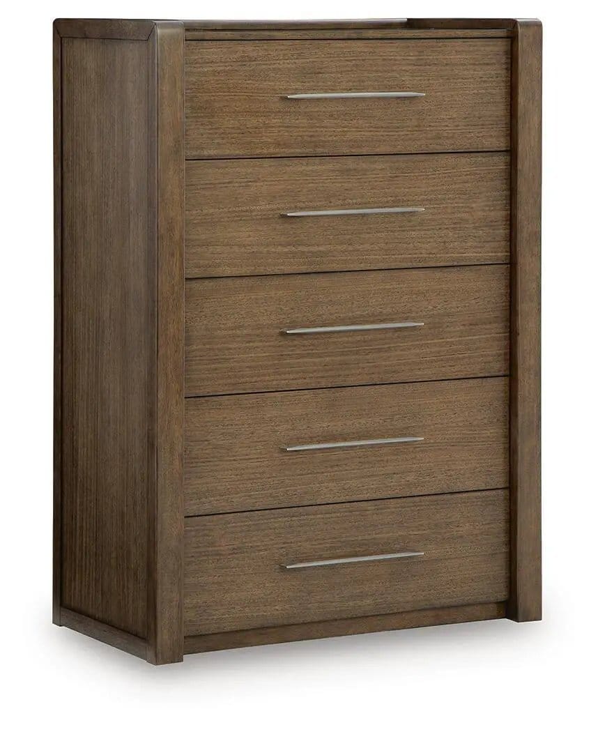 Marxmore Five Drawer Chest | 40 x 20.88 x 56.25 in | Mdf & Veneer | Brown