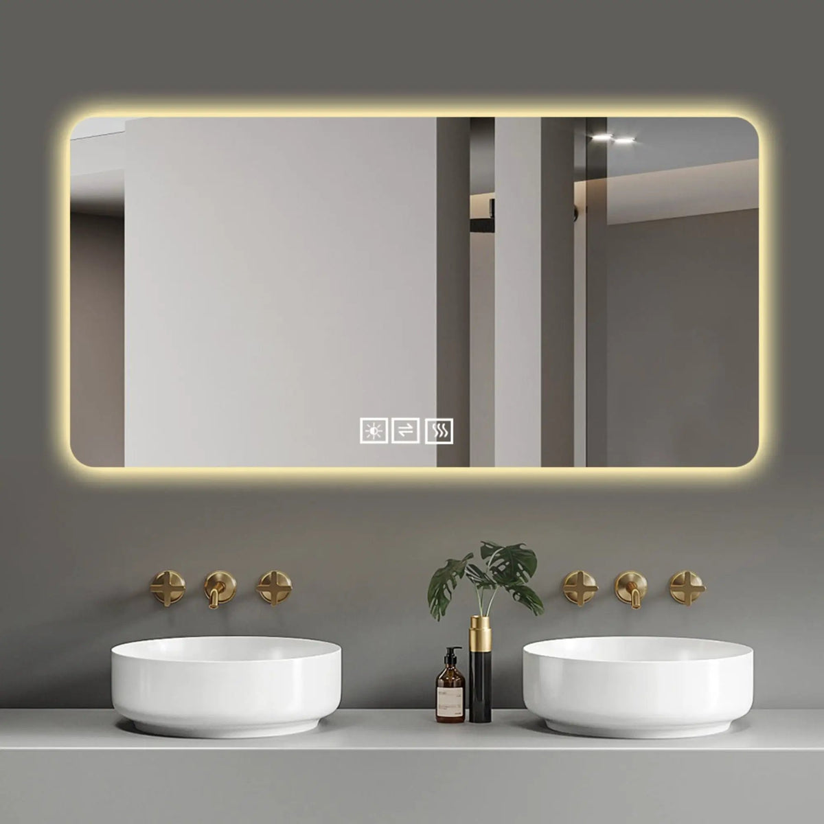 LED Bathroom Mirror | 59 Inch Width | 3 Color Dimmable Backlight | Corrosion Resistant