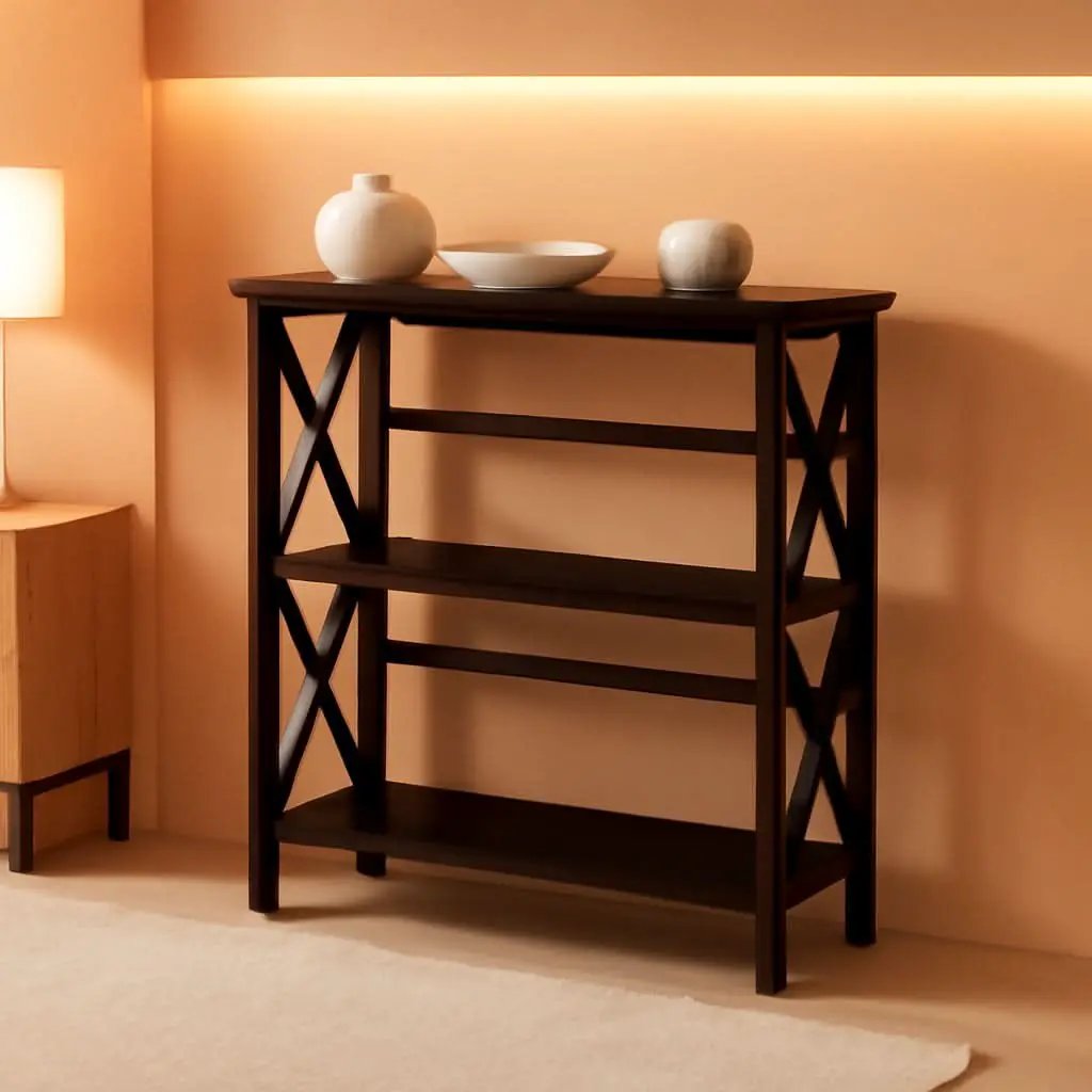 Three-Shelf Solid Wood Bookcase For Home Office Storage from PriceLows™