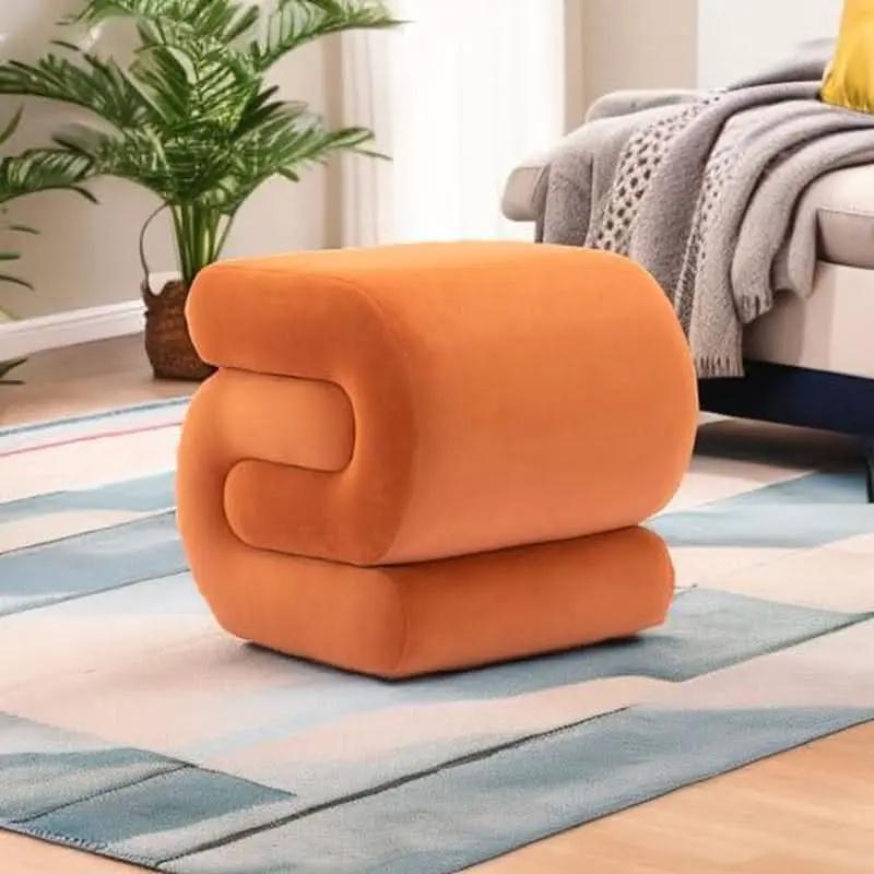 Orange Contemporary Premium S Shape Ottoman Footstool from PriceLows™