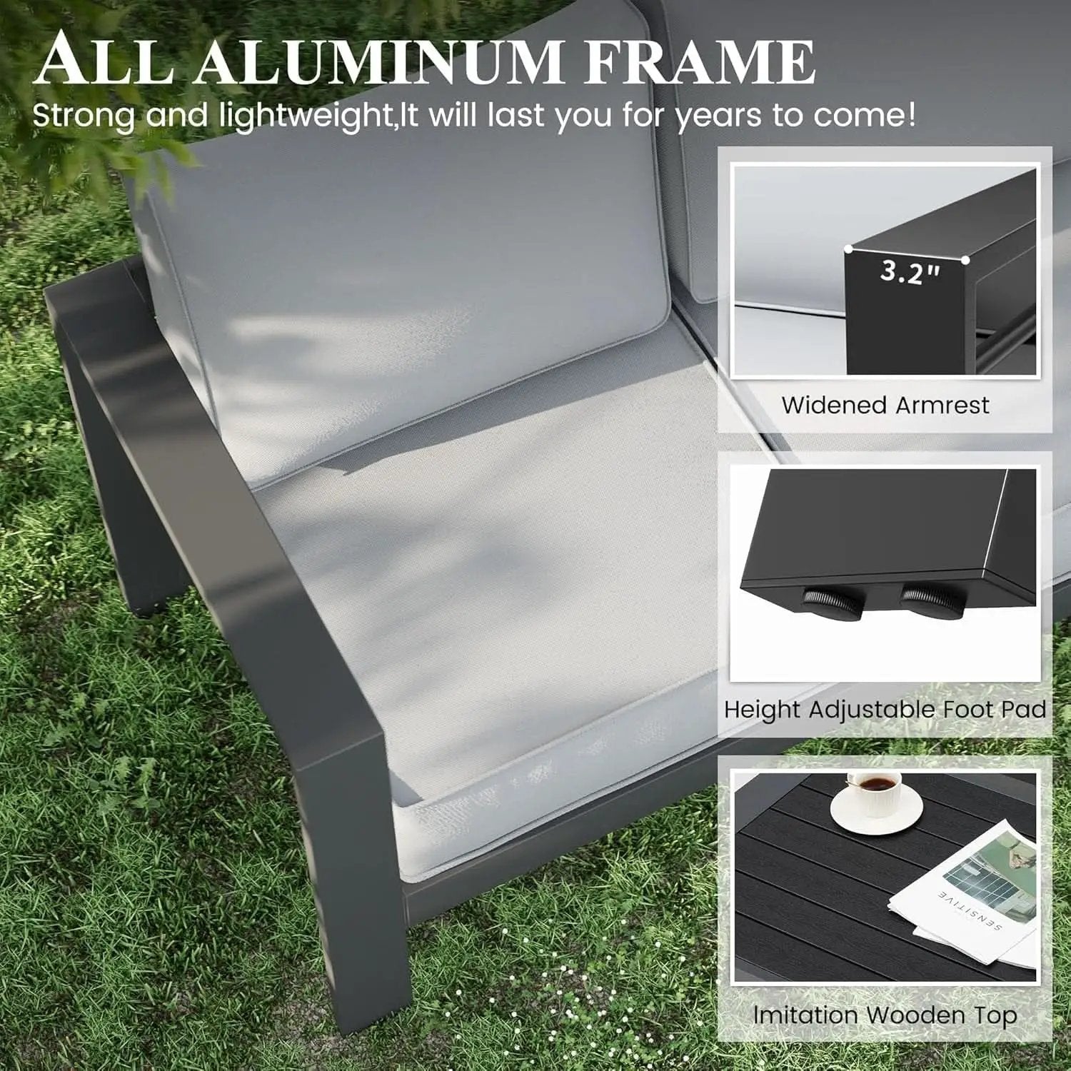 Aluminum Patio Set 10 Piece Waterproof Covers Gray from PriceLows™