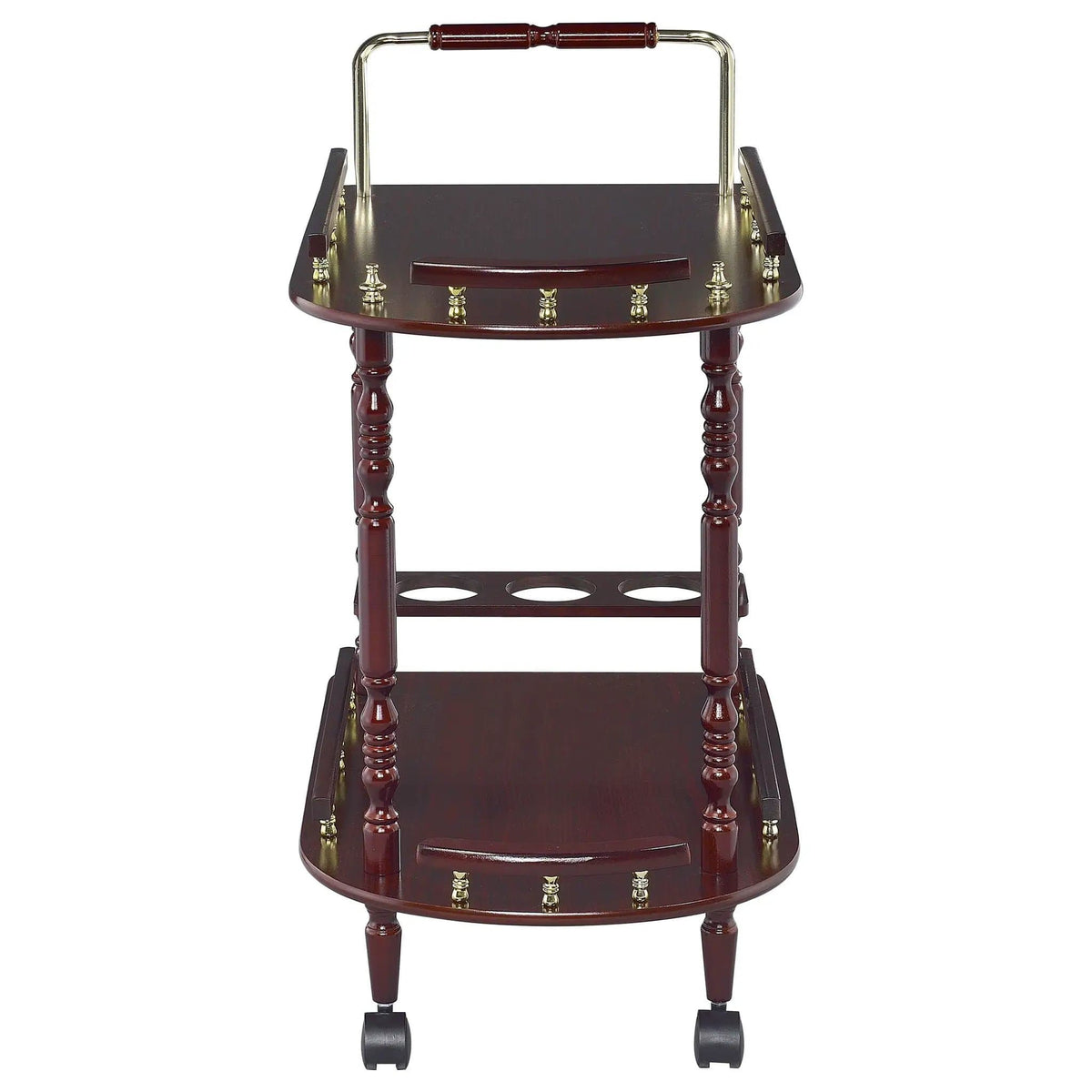 Palmer 2-tier Rectangular Wood Bar Cart Merlot | 24.75 x 15.75 x 31.25 in | Metal & Wood | Home