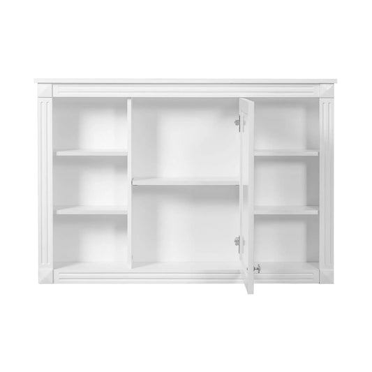 Wall Mount Bathroom Cabinet | With Mirror | 6 Open Shelves | White