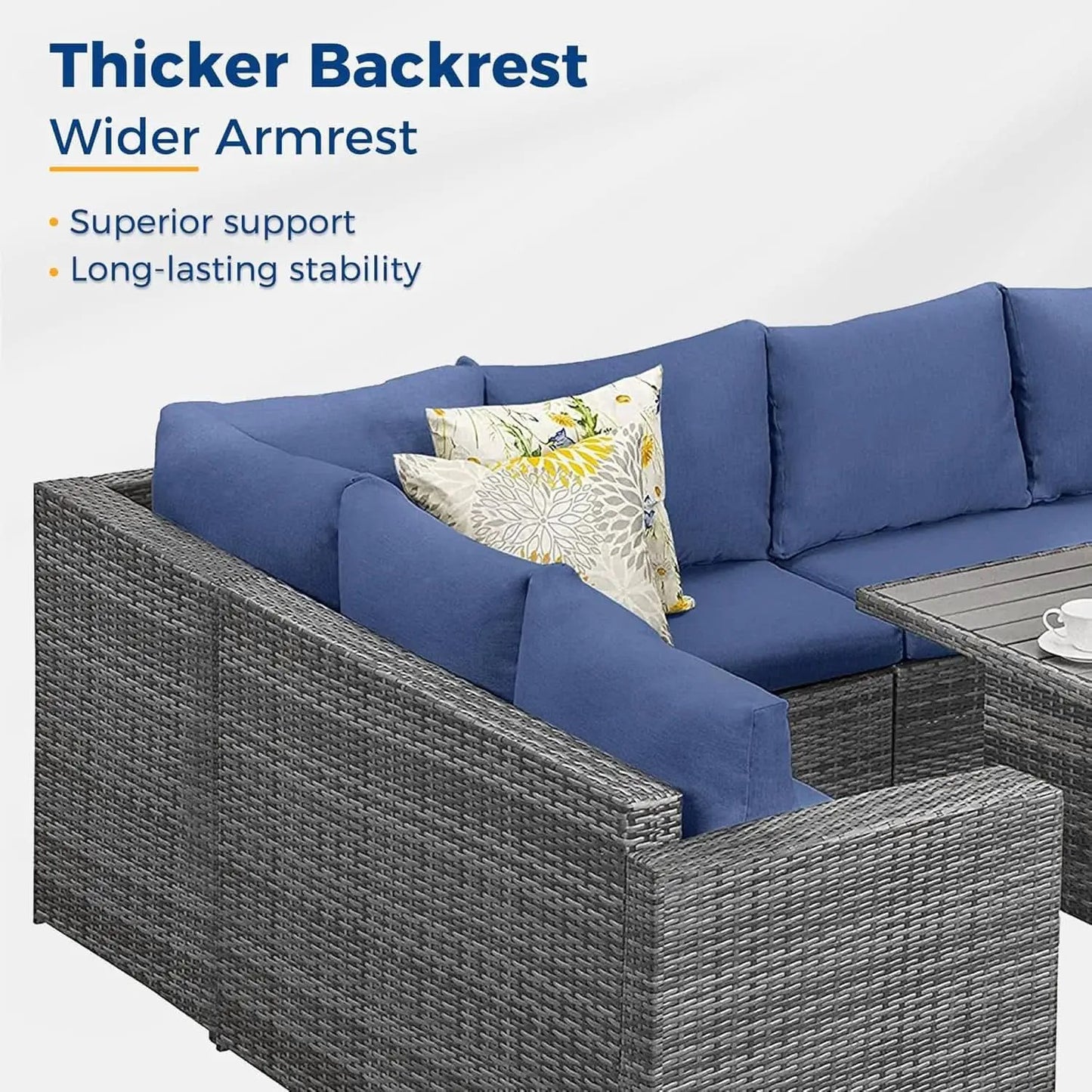 Blue 7 Piece Outdoor Patio Furniture Set With Table Chairs from PriceLows™