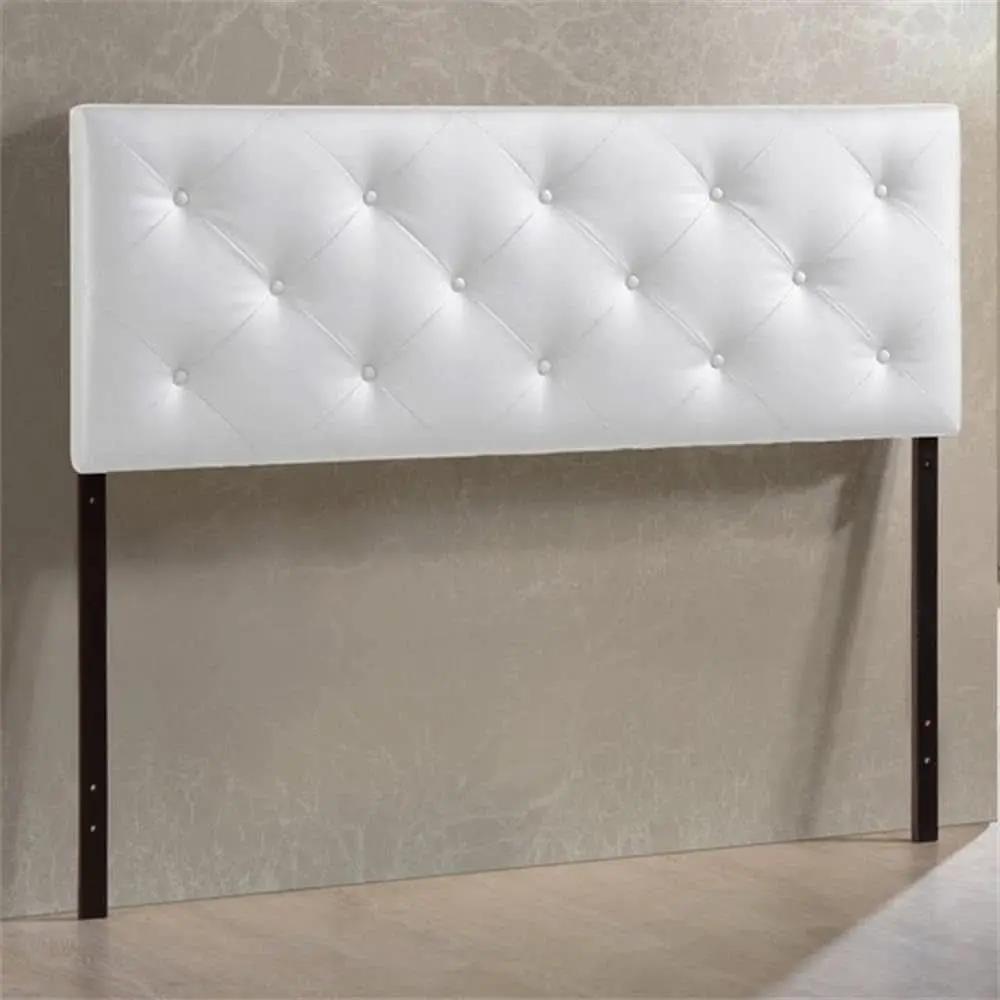Modern White Faux Leather King Headboard With Buttons from PriceLows™