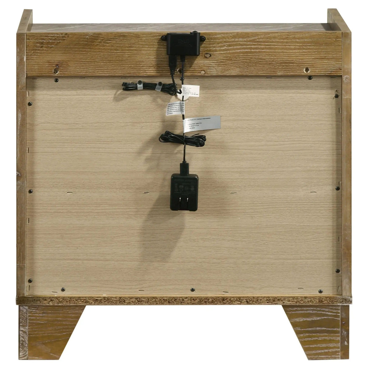 Henderson 1-drawer LED Nightstand Bedside Table Medium | 23.25 x 15.5 x 23.5 in | Rubberwood & Faux Marble | Oak