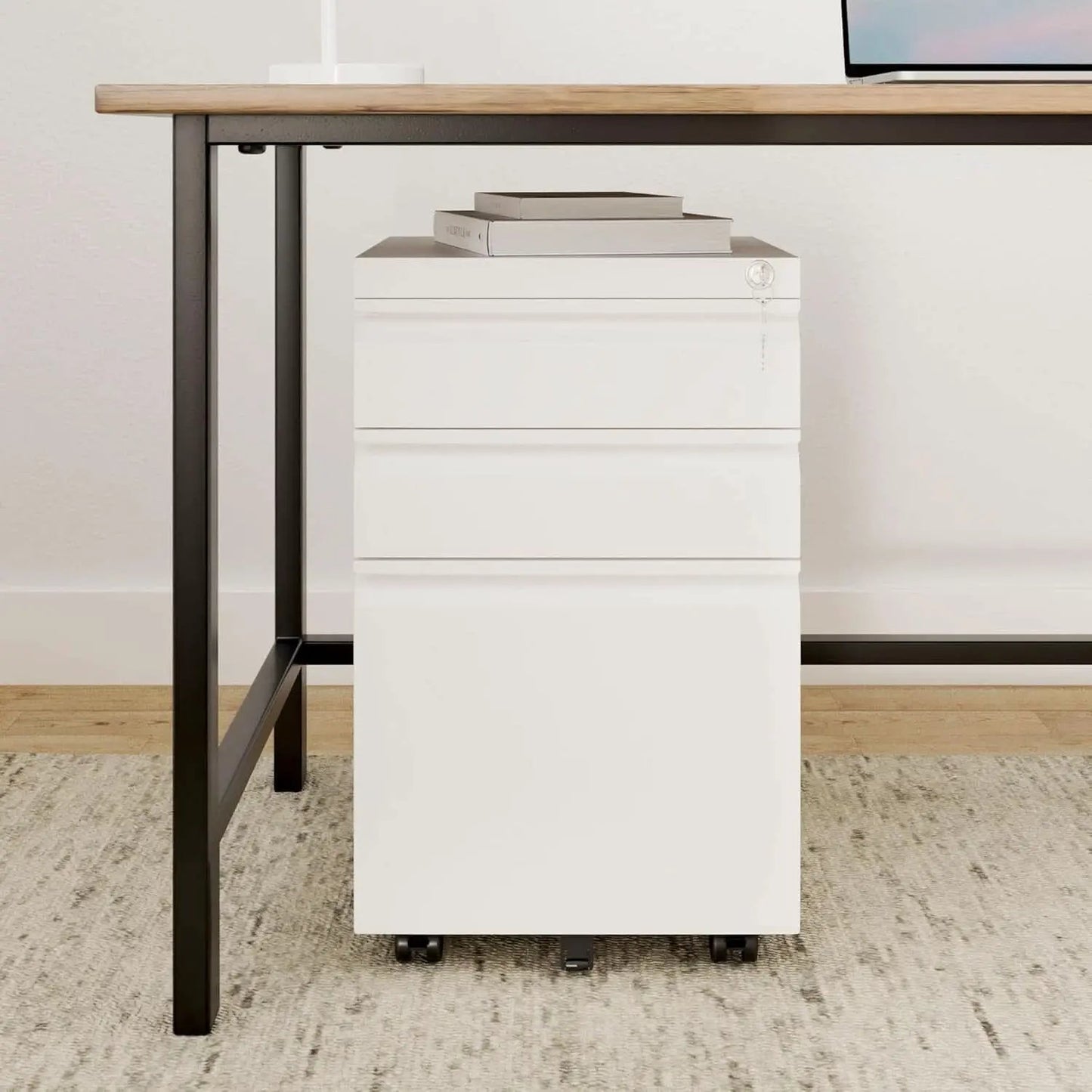 3 Drawer Mobile File Cabinet With Lock Under Desk Metal Office File Cabinet For Legal Letter A4 Files from PriceLows™