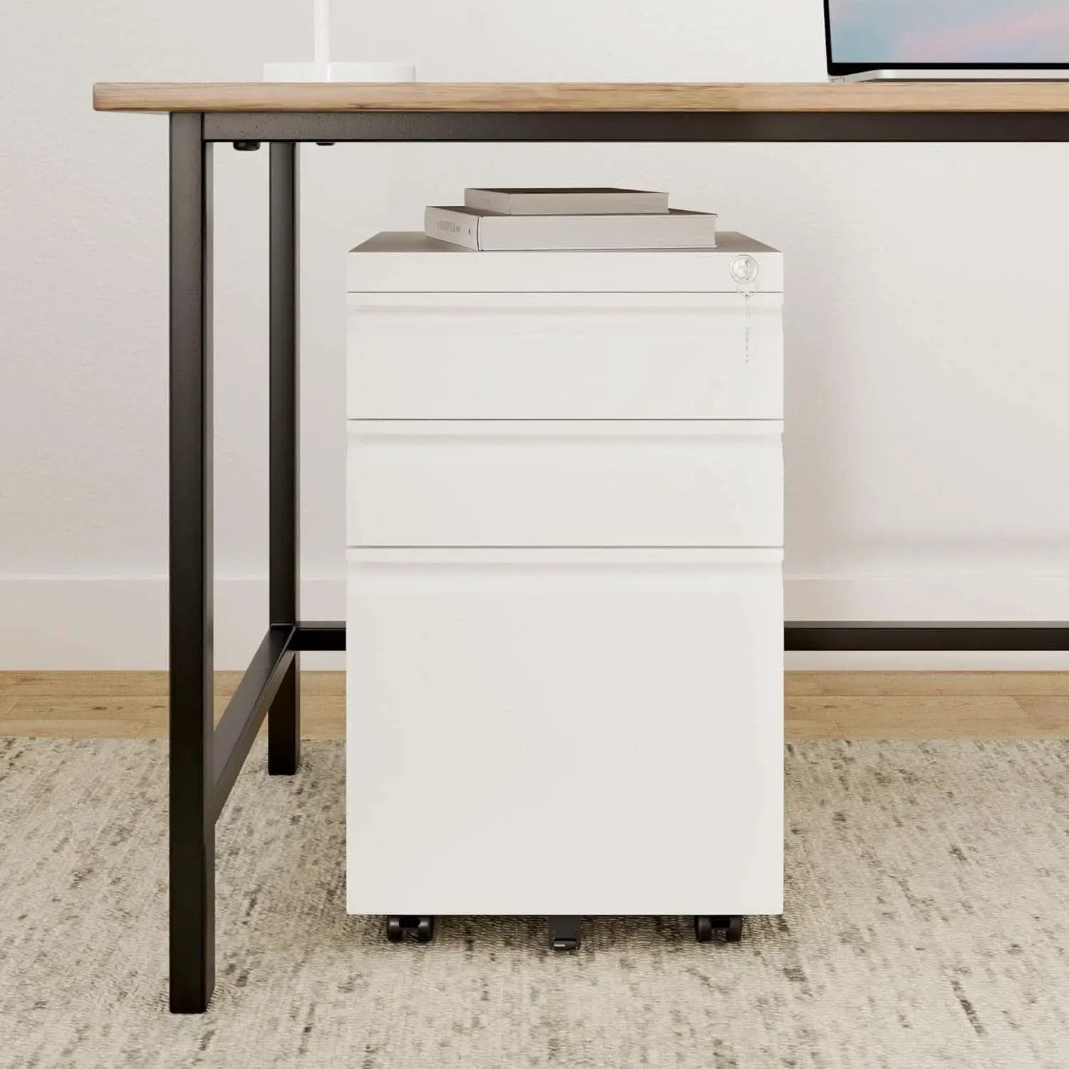 3 Drawer Mobile File Cabinet With Lock Under Desk Metal Office File Cabinet For Legal Letter A4 Files from PriceLows™