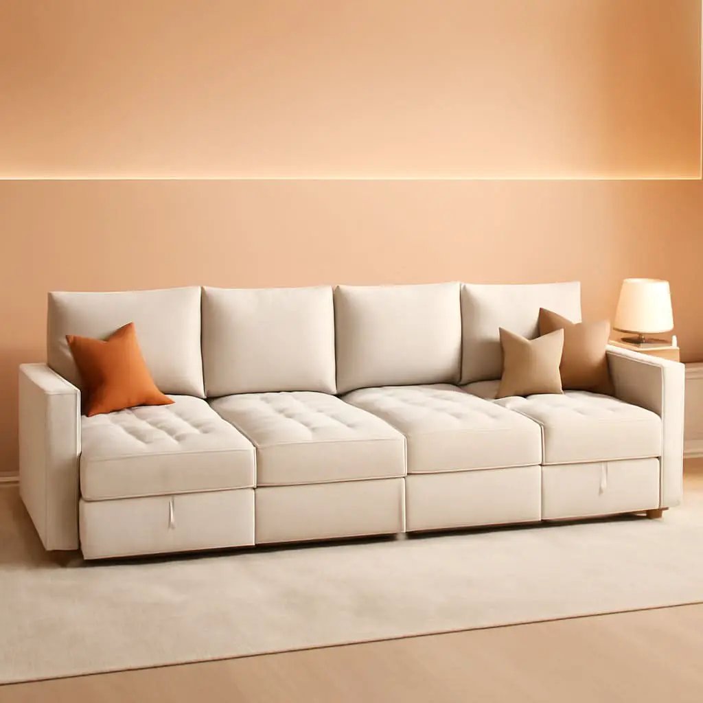 Beige Modular Sleeper Sectional Couch With Storage from PriceLows™