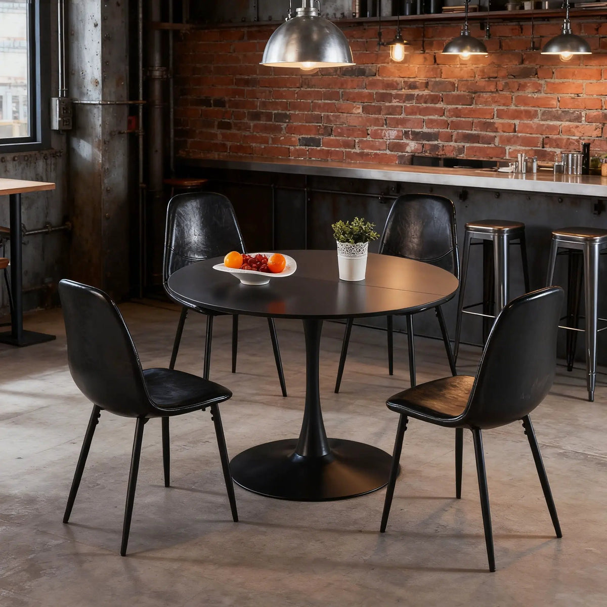 Dining Chairs | Metal Frame | Leather Accents | Set Of Four