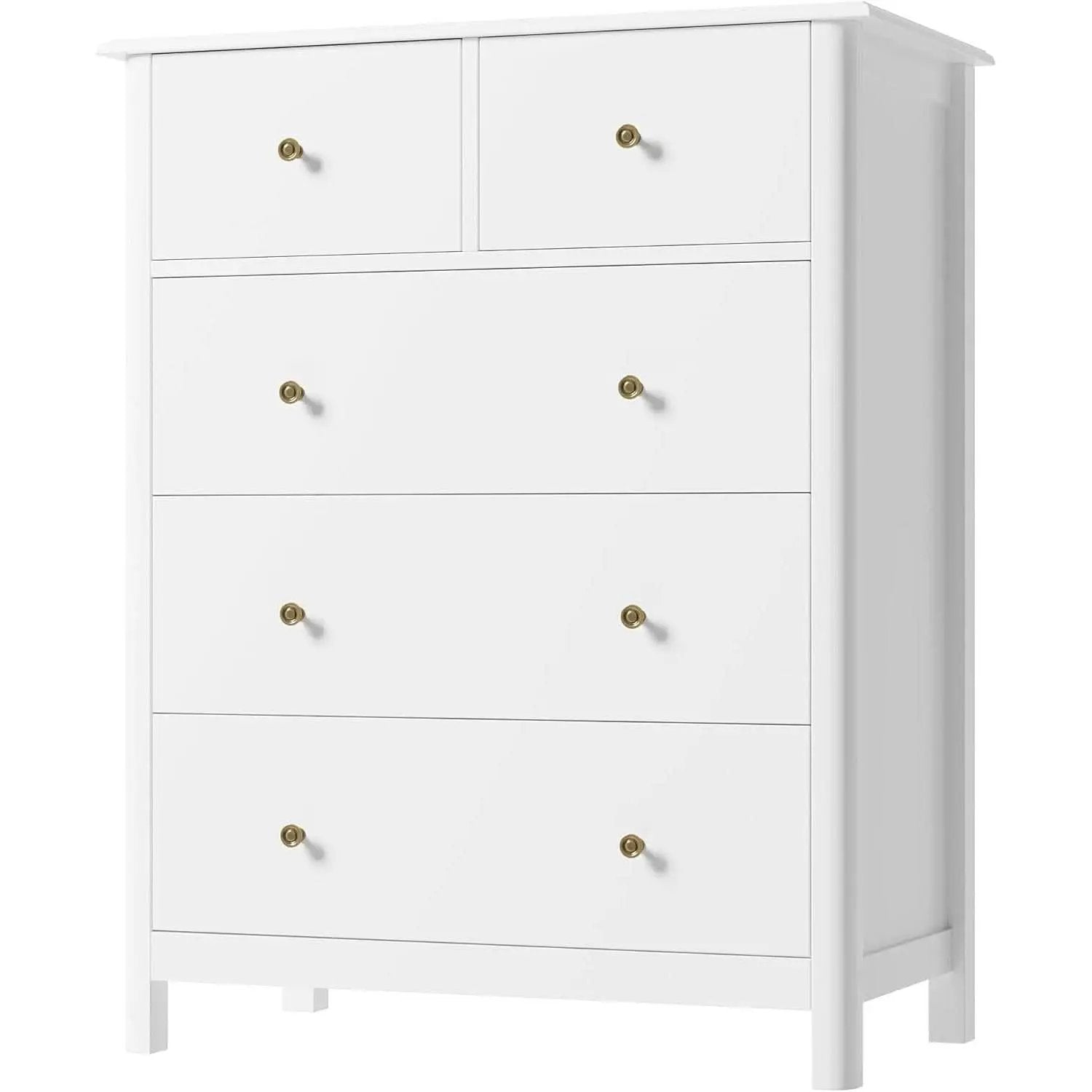 White Five Drawer Dresser For Bedroom Organization from PriceLows™