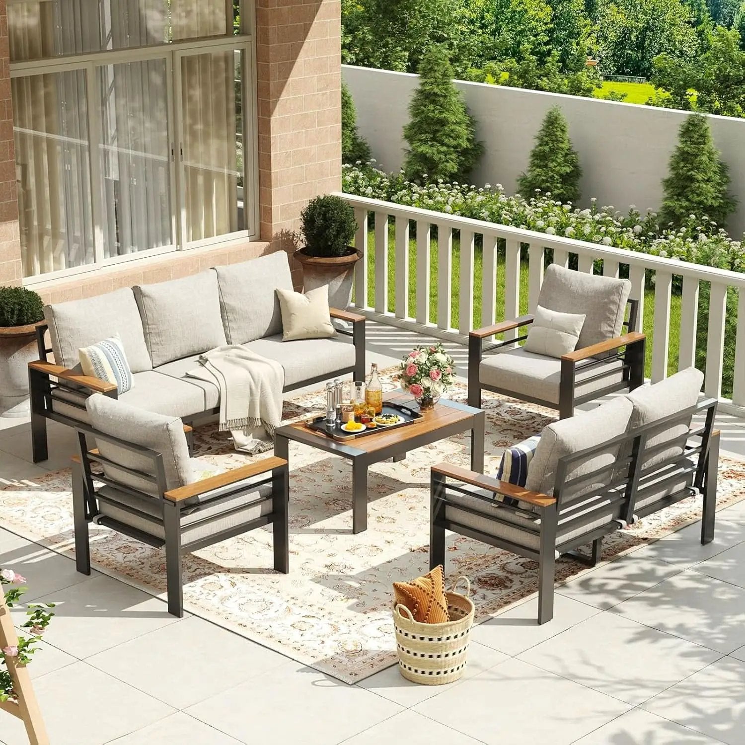 Oversized Aluminum Patio Furniture Set with Thick Cushions from PriceLows™