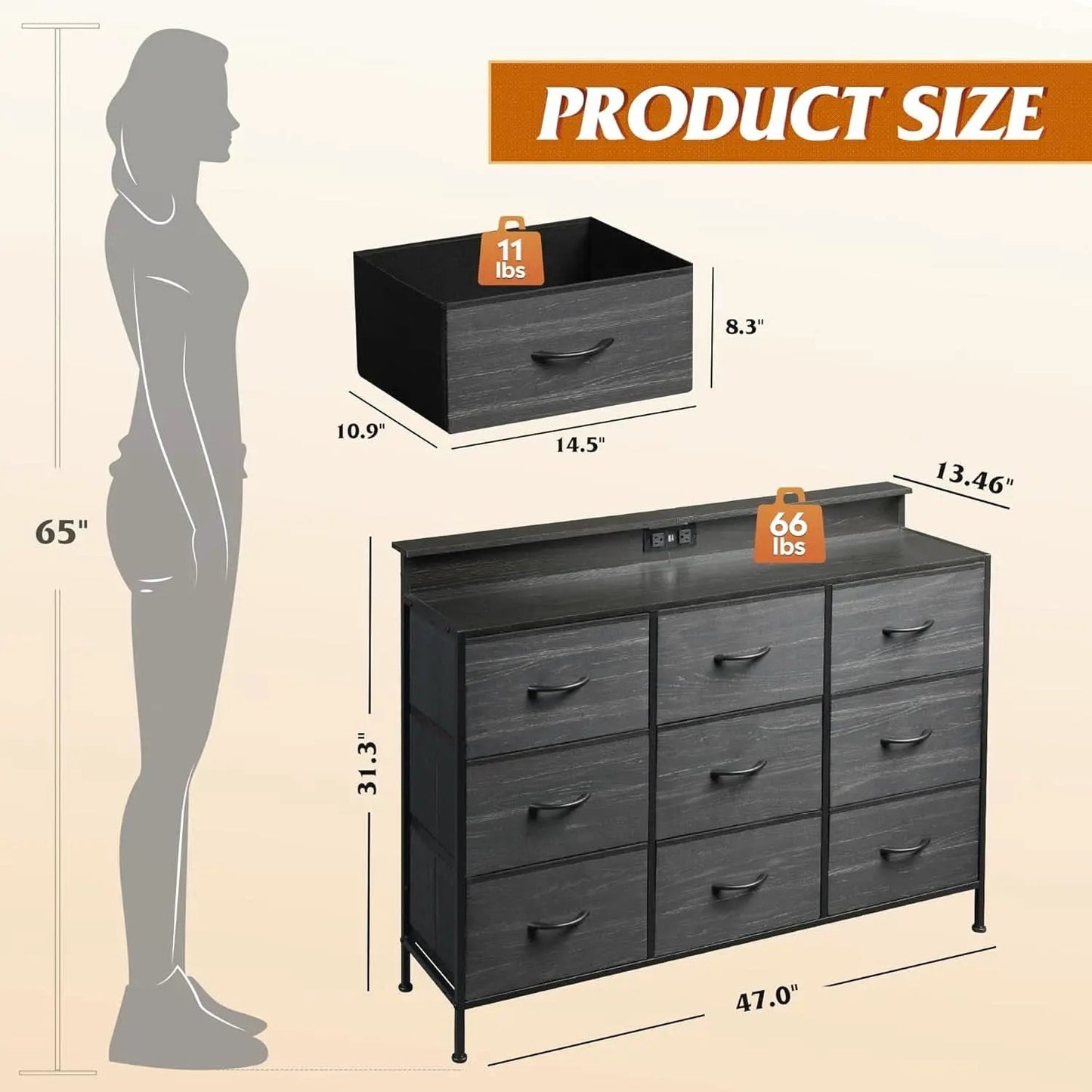 Dresser TV Stand 55 Inch With LED Lighting And Charging from PriceLows™