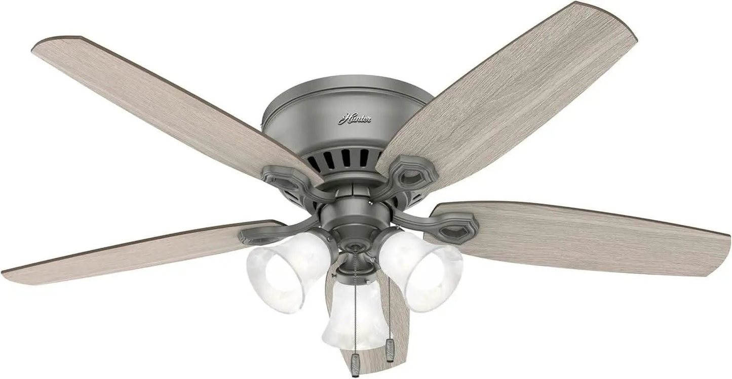52 Inch Matte Silver LED Ceiling Fan With Integrated Light from PriceLows™