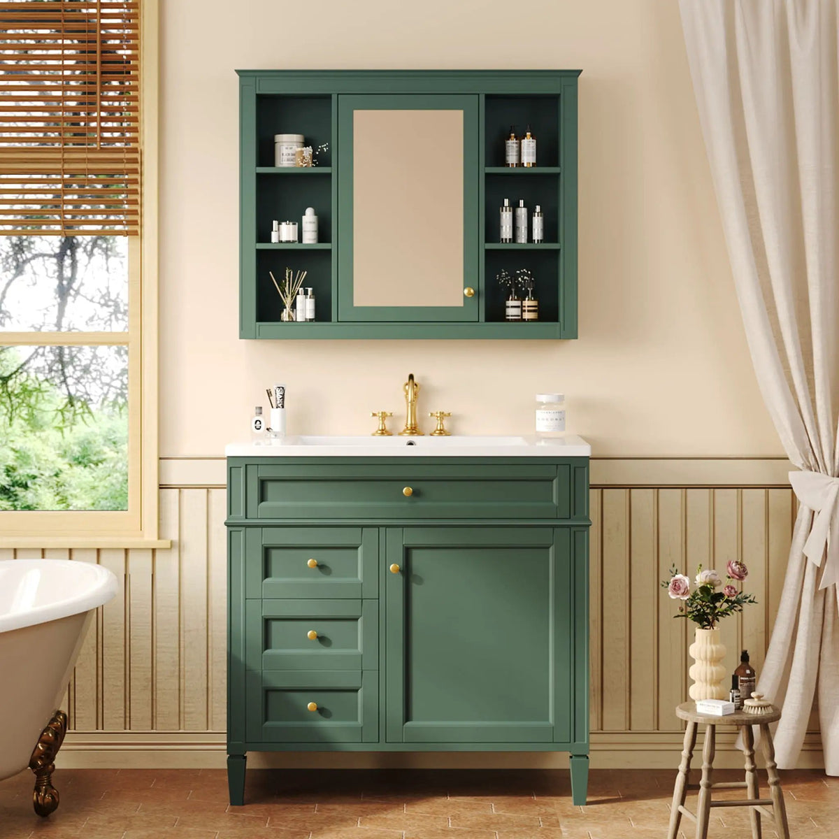 Bathroom Vanity With Mirror Cabinet | Single Sink | Soft Close Doors And Drawers