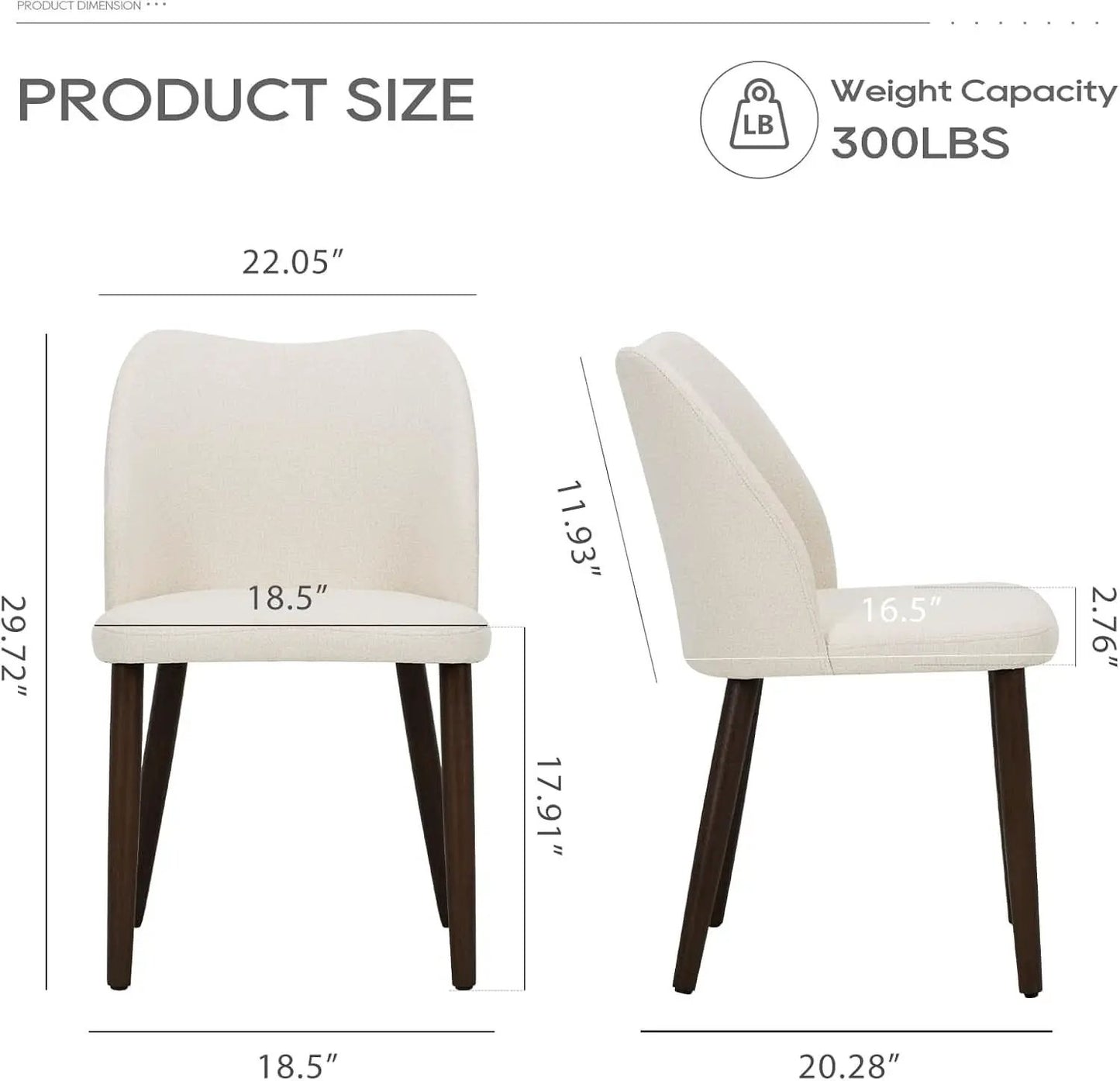 Upholstered Dining Chairs Pair Beige Fabric Wood Legs from PriceLows™