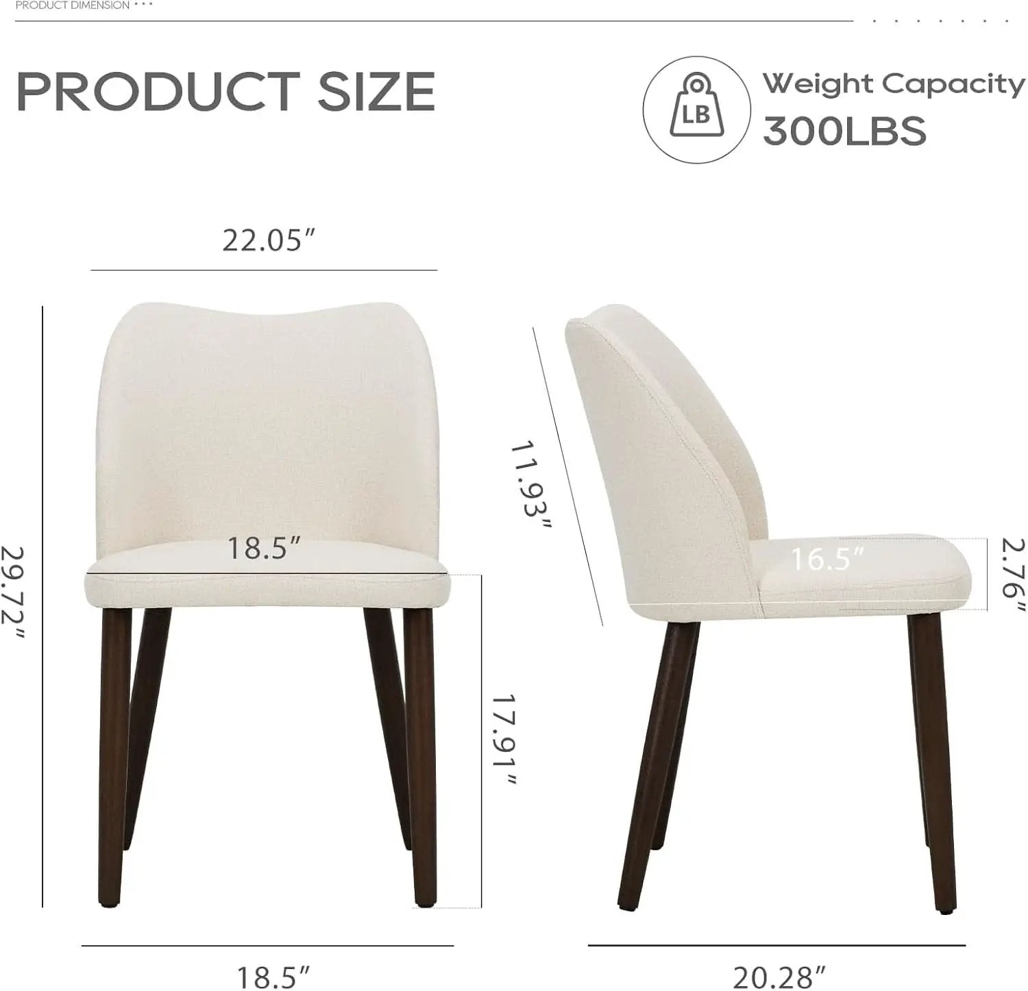 Upholstered Dining Chairs Pair Beige Fabric Wood Legs from PriceLows™