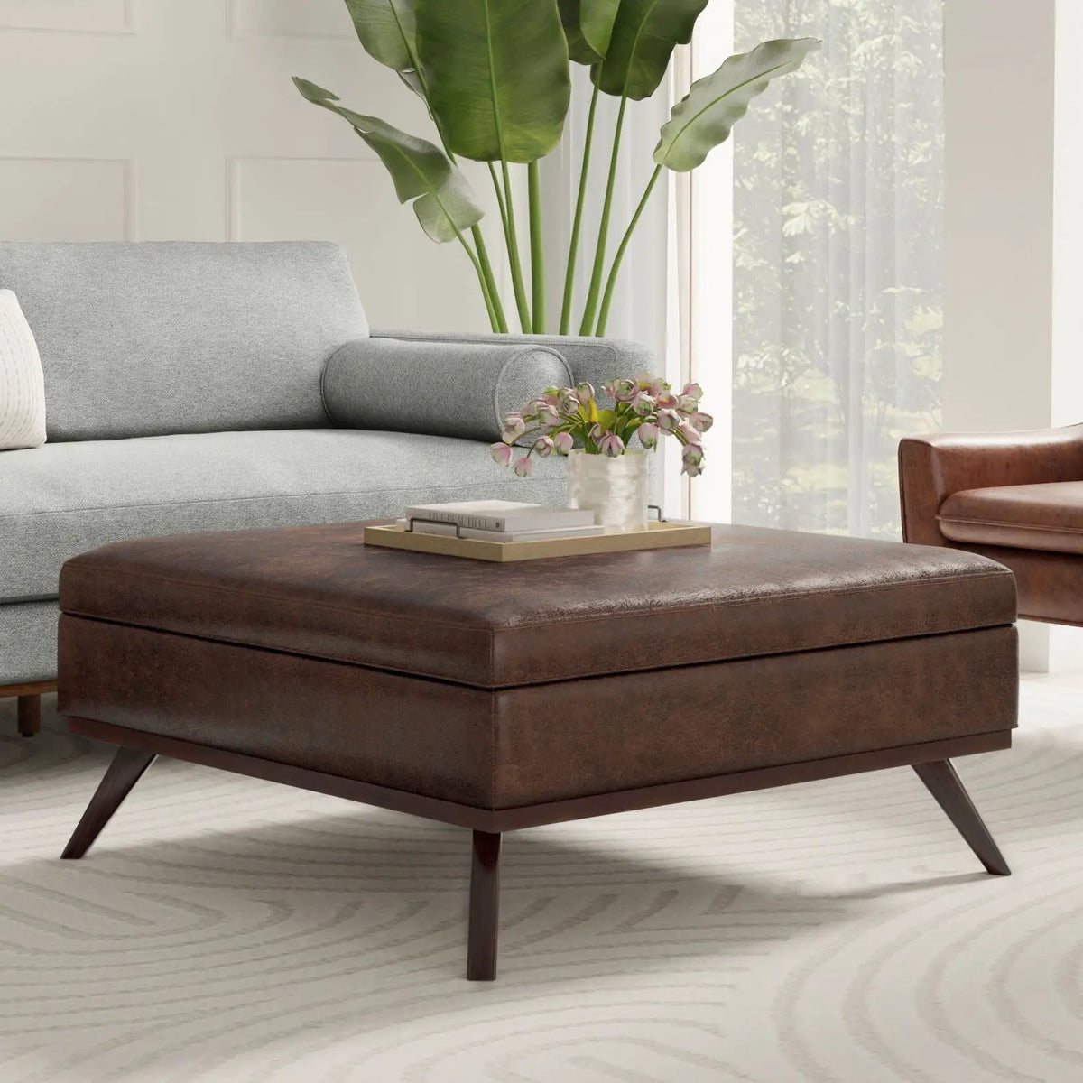 Owen Square Coffee Table Storage Ottoman | Hydraulic Lift-Up Lid | Multifunctional | 35.8 Inch Width