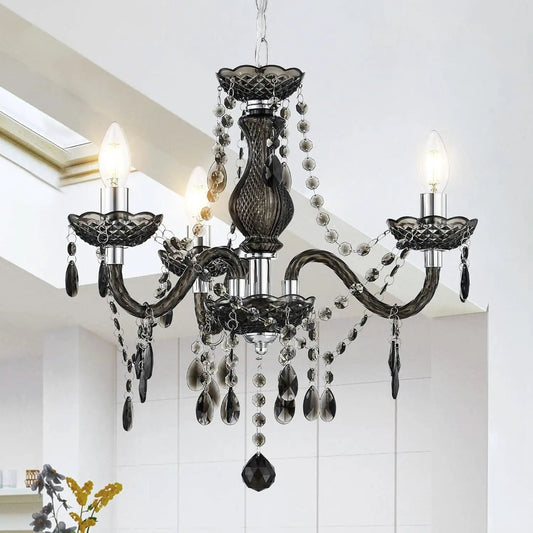 Black Small Crystal Chandelier Dimmable 3 Light Pendant from PriceLows™