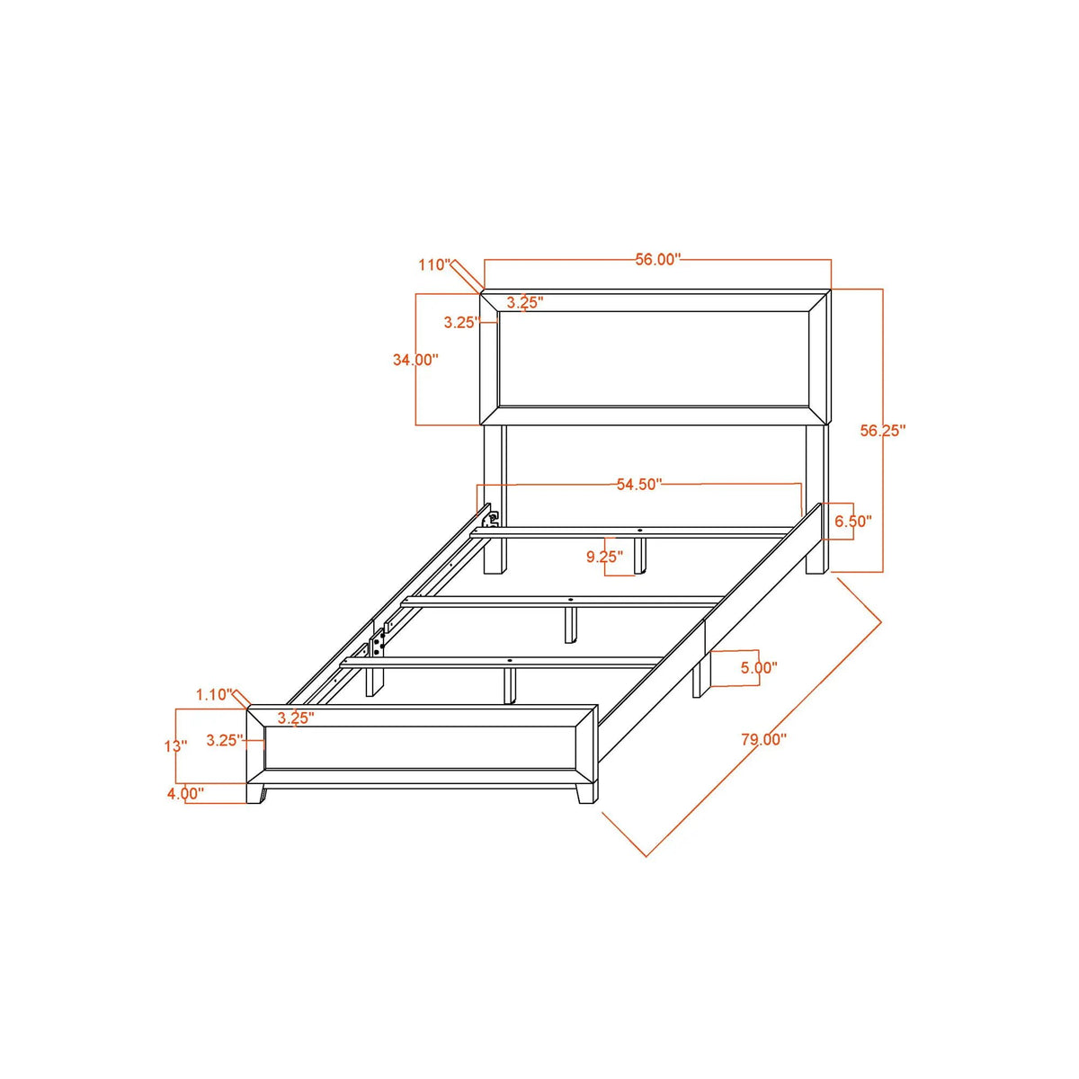 Soluto Bed | Two-Tone Color Scheme | Solid Wood And LVL | 79.3 Inch Length