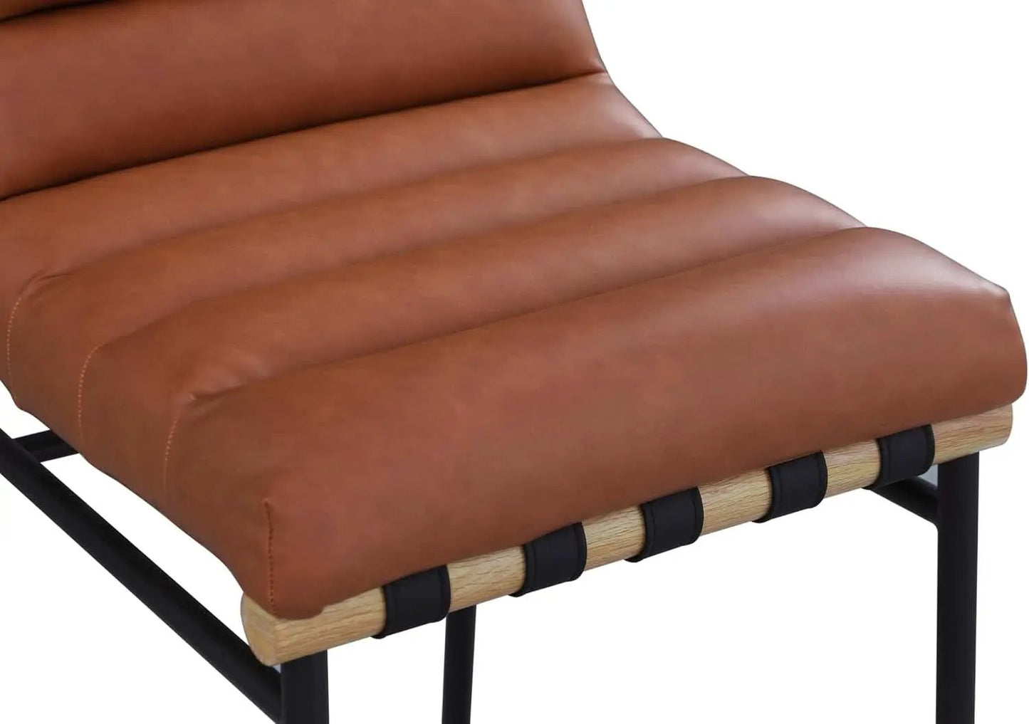 Burke Collection Modern Cognac Vegan Leather Bar Stool Matte Black Frame from PriceLows™