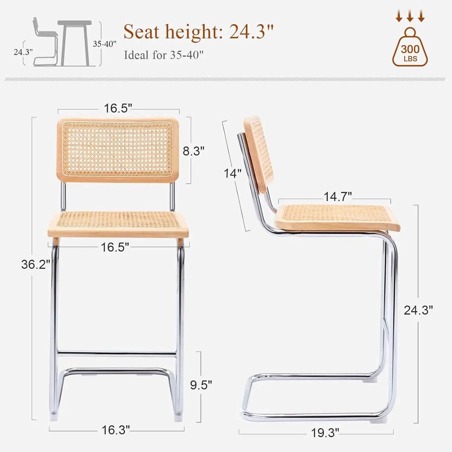 Rattan Bar Stools Set Of 4 24 Inch Yellow For Home from PriceLows™