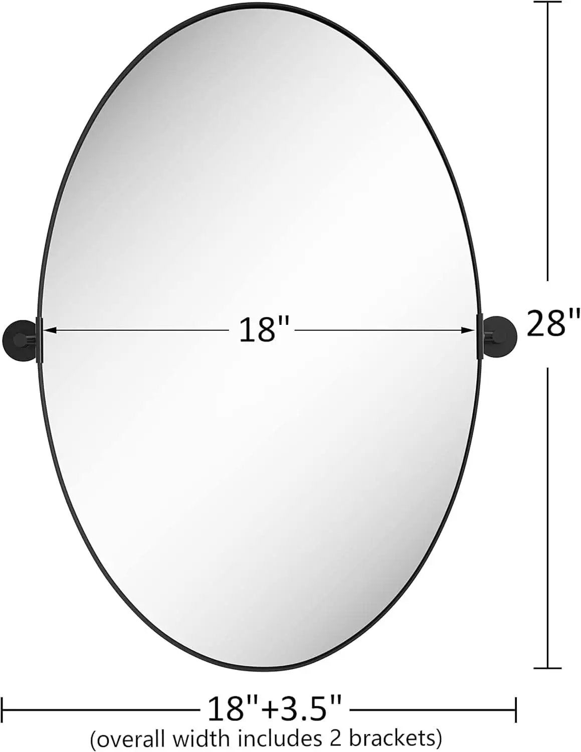 18x28 Black Oval Wall Mirror For Modern Home Decor In Bathrooms Hallways And Entryways from PriceLows™