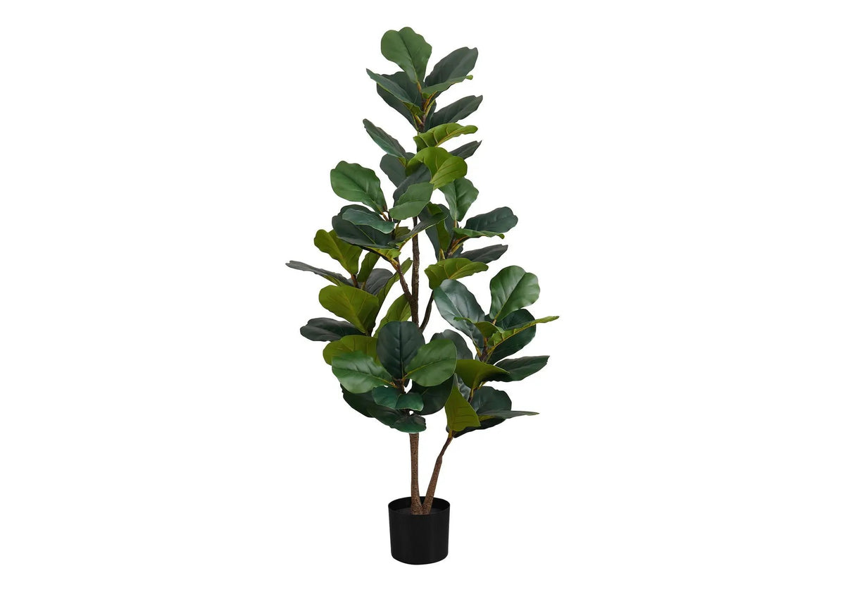 49 Inch Artificial Fiddle Tree | 54 Real Touch Leaves | Indoor Faux Floor Plant | Potted