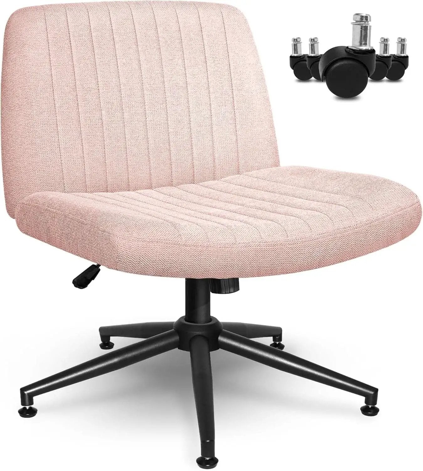Pink Criss Cross Office Chair With Wheels Armless Swivel from PriceLows™