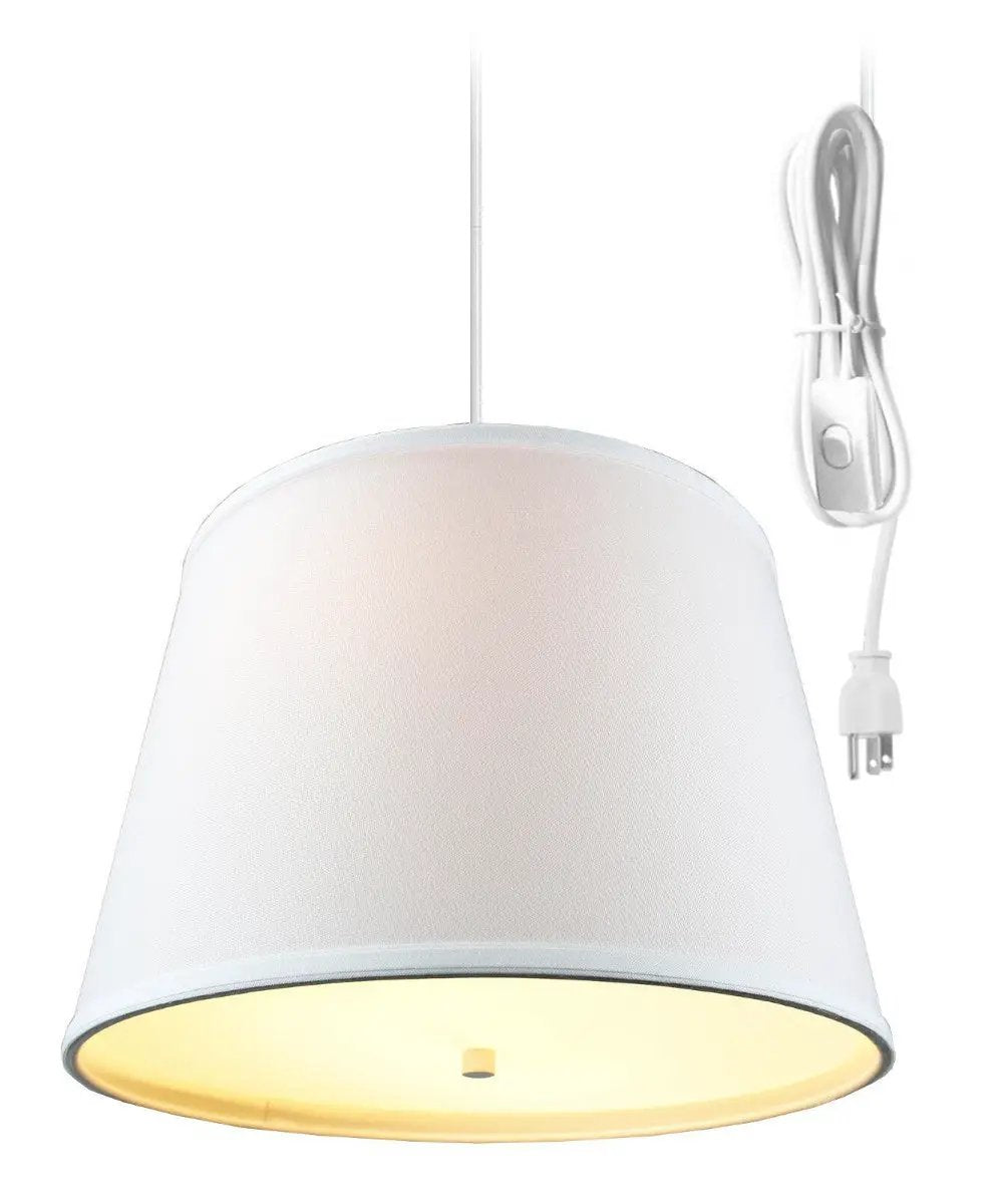 Swag Pendant | 16 Inch Wide | 2 Light | White Plug-In With Diffuser