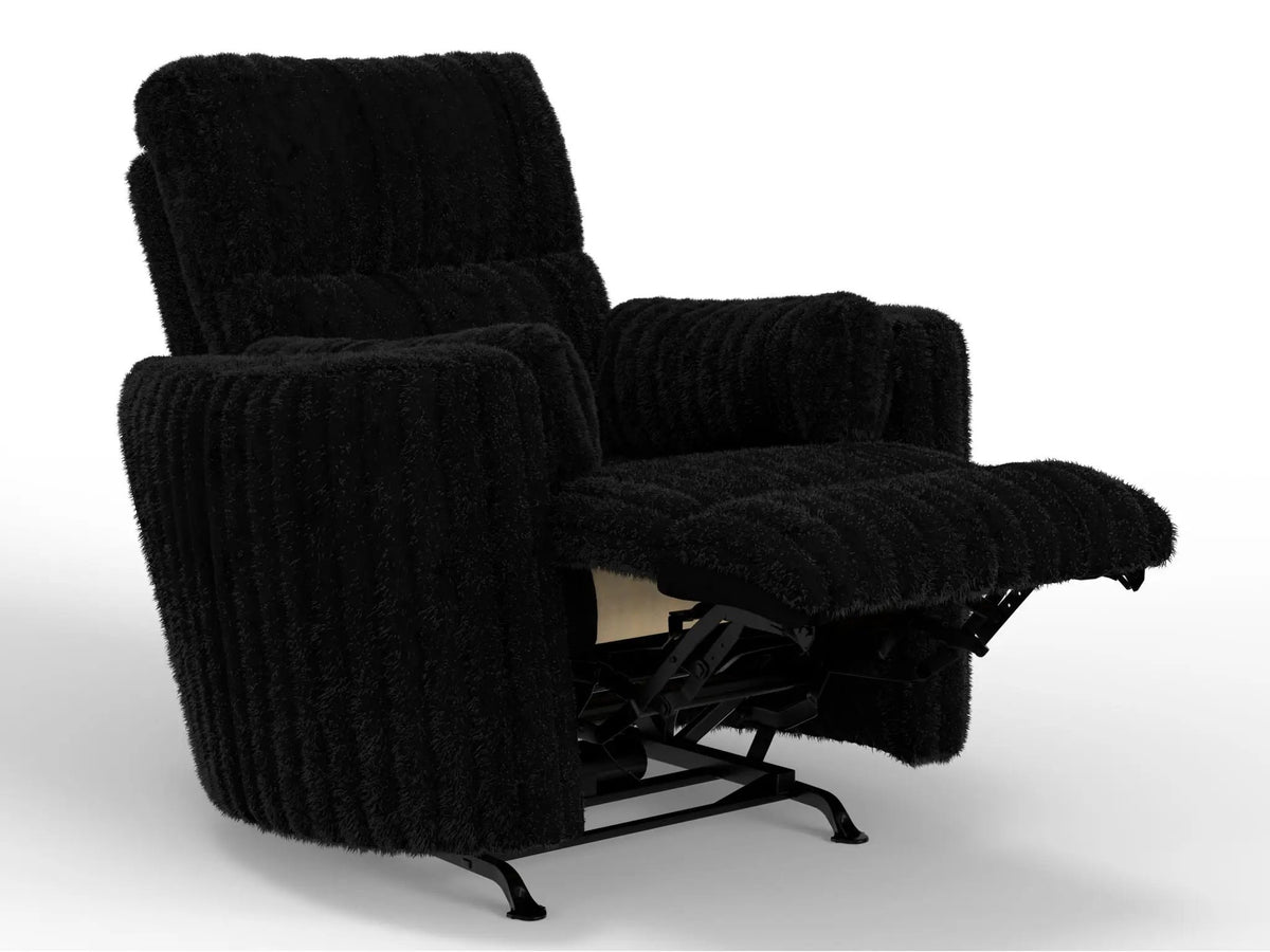 Daydream Swivel Glider Recliner | Unique Shape | Comfort Bolsters | Faux Fur