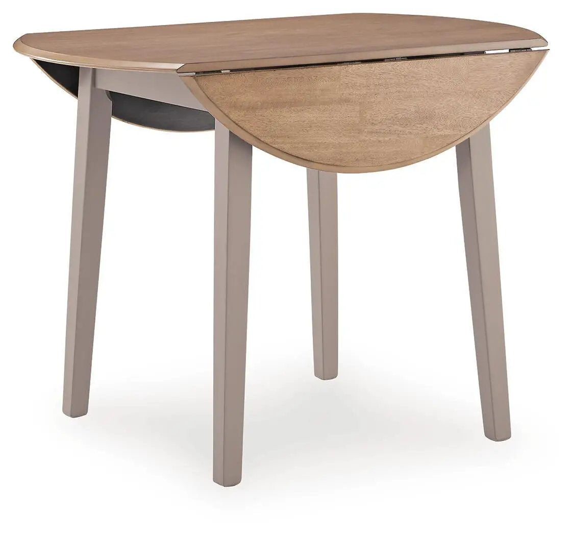 Round Drop Leaf Dining Table | Extendable 4 Seat | Natural Gray Finish