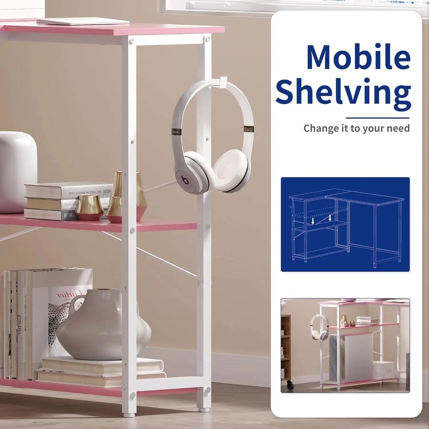 43-Inch L-Shaped Computer Desk With Reversible Shelves from PriceLows™