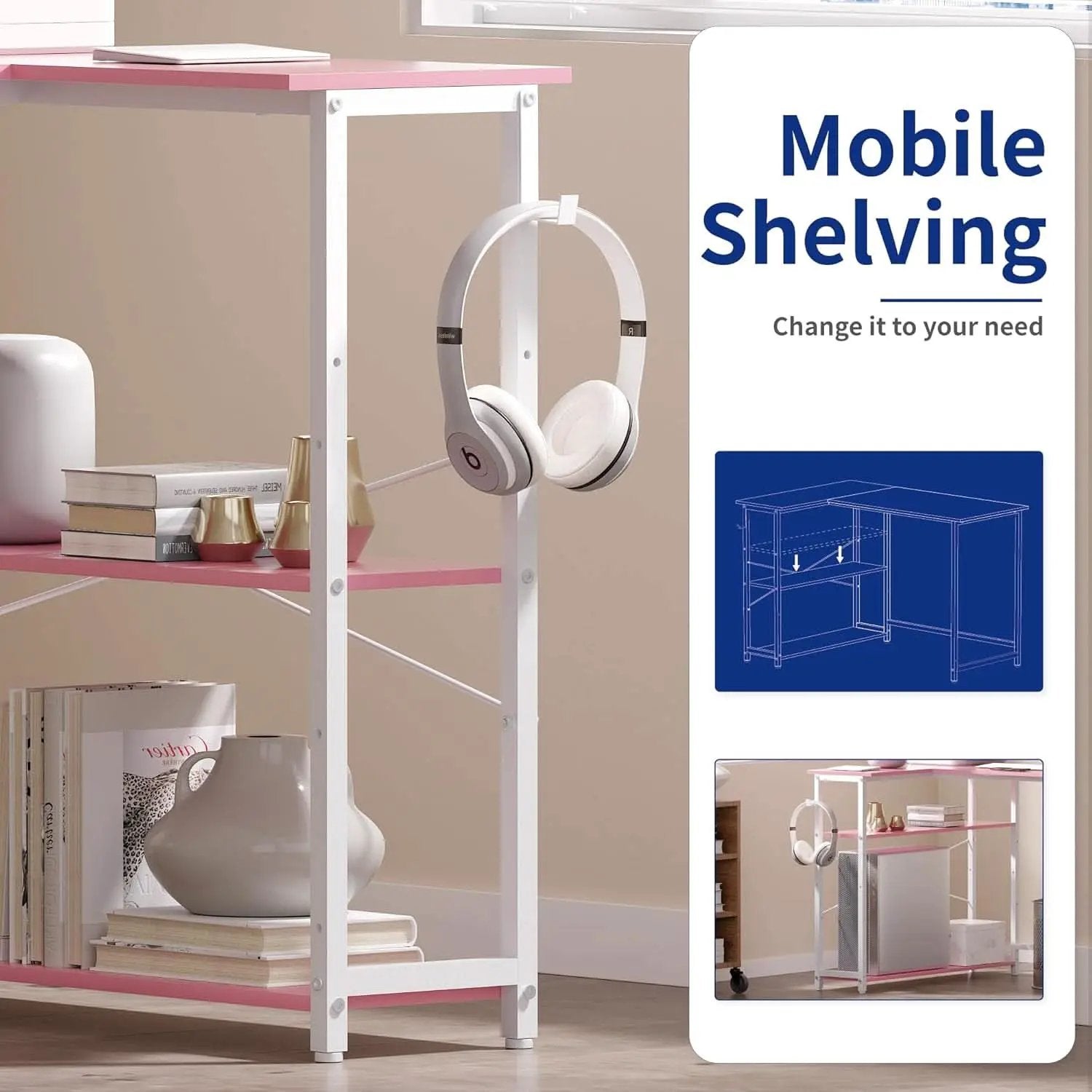 43-Inch L-Shaped Computer Desk With Reversible Shelves from PriceLows™