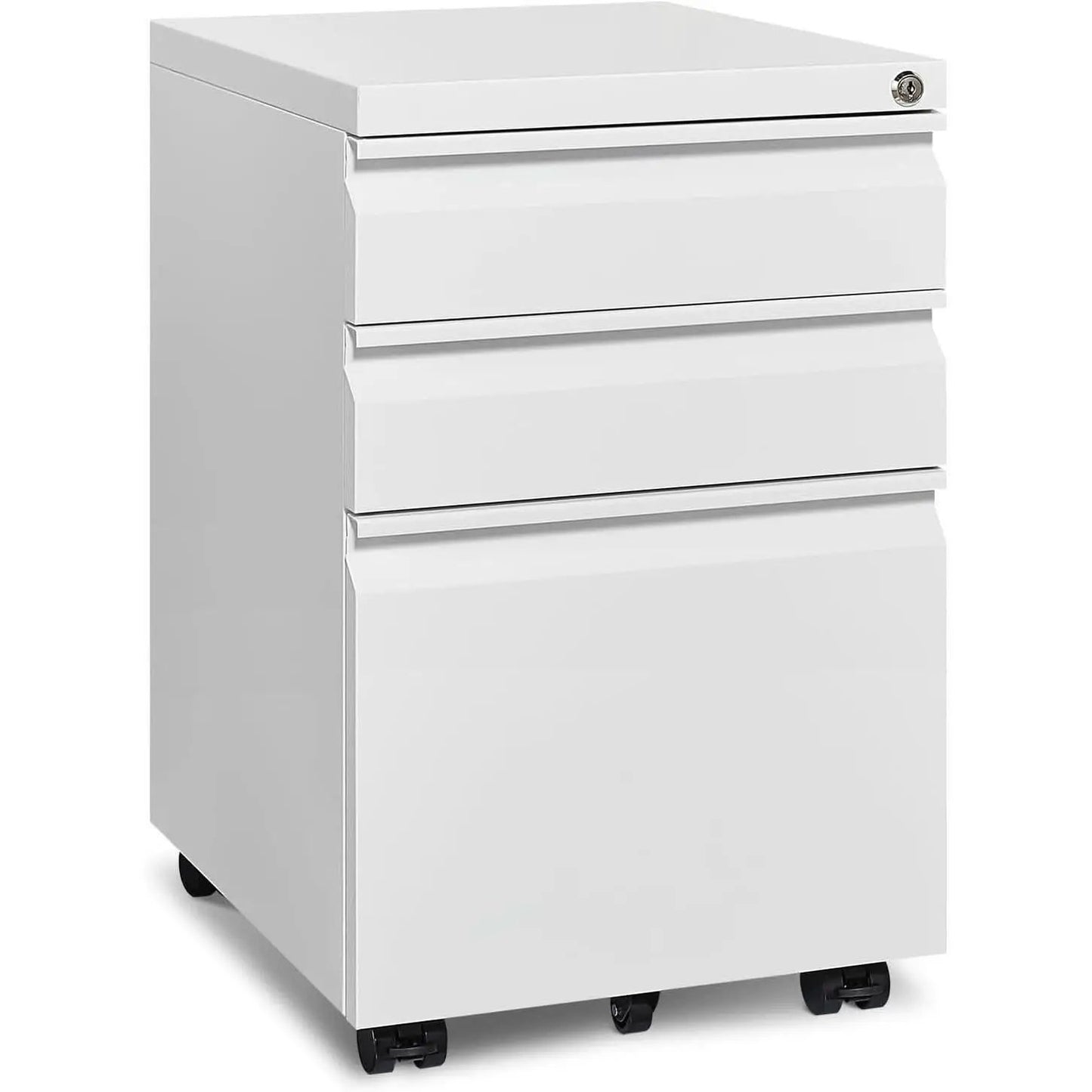 White Rolling File Cabinet With Lock Office Storage from PriceLows™