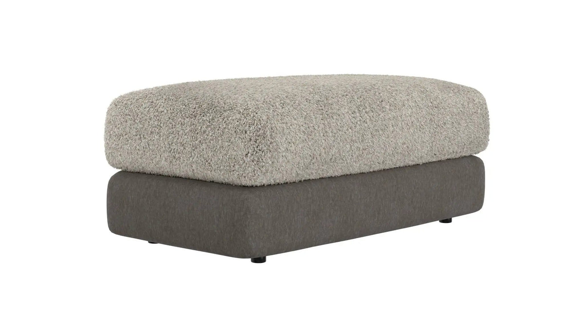 Reddington Ottoman | 47 x 30 x 18 in | Velvet & Fabric | Umber / Fawn