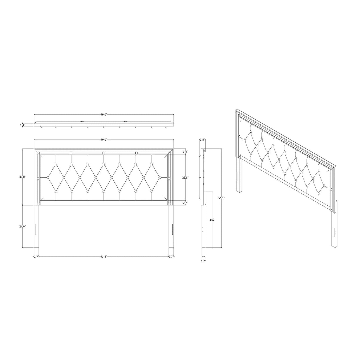 Chloe Elegant Design Bed | 2 Pieces | Solid Wood | Bedroom