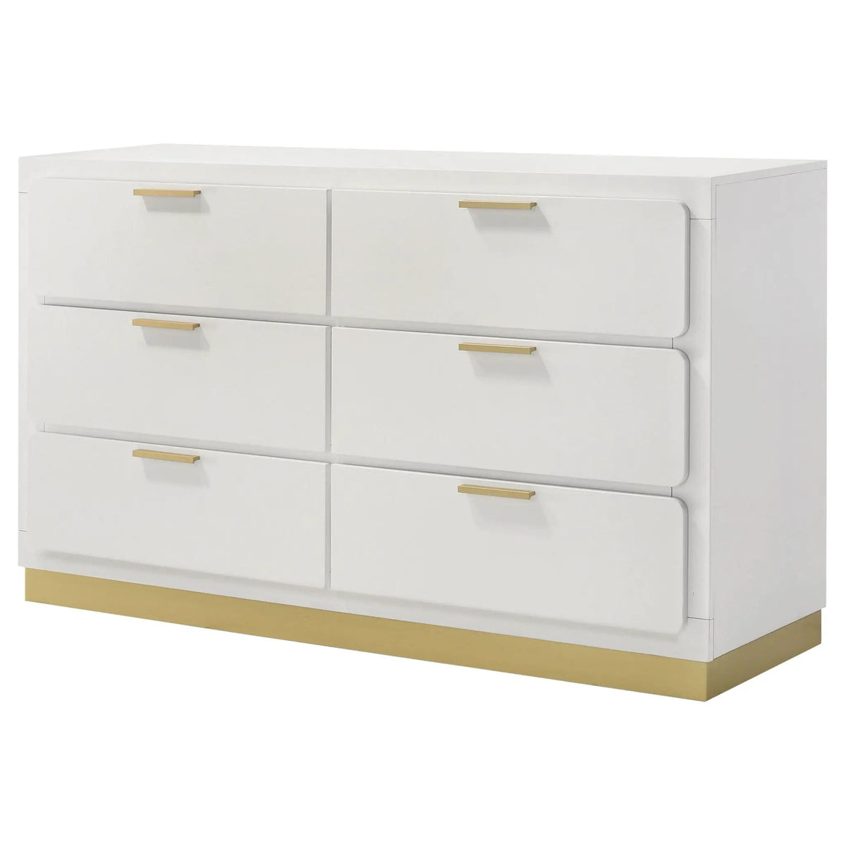 Caraway 6-drawer Dresser | 59 x 17.25 x 34.75 in | Rubberwood & Engineered Wood | White